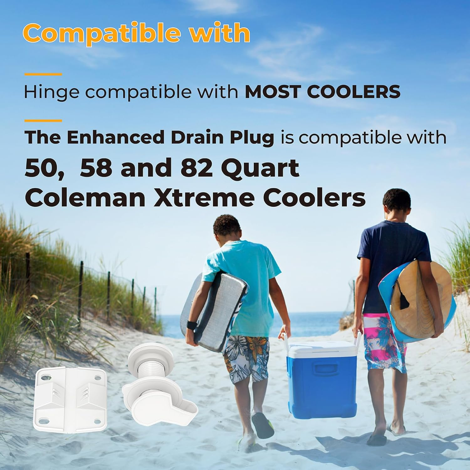 Cooler Replacement Parts Kit for Coleman,Ice Chest Plastic Hinges,Cooler Xtreme Drain Plug Assembly and Stainless Steel Screws Sets Compatible with Coleman Coolers（1.5" Shaft Length） image number 3