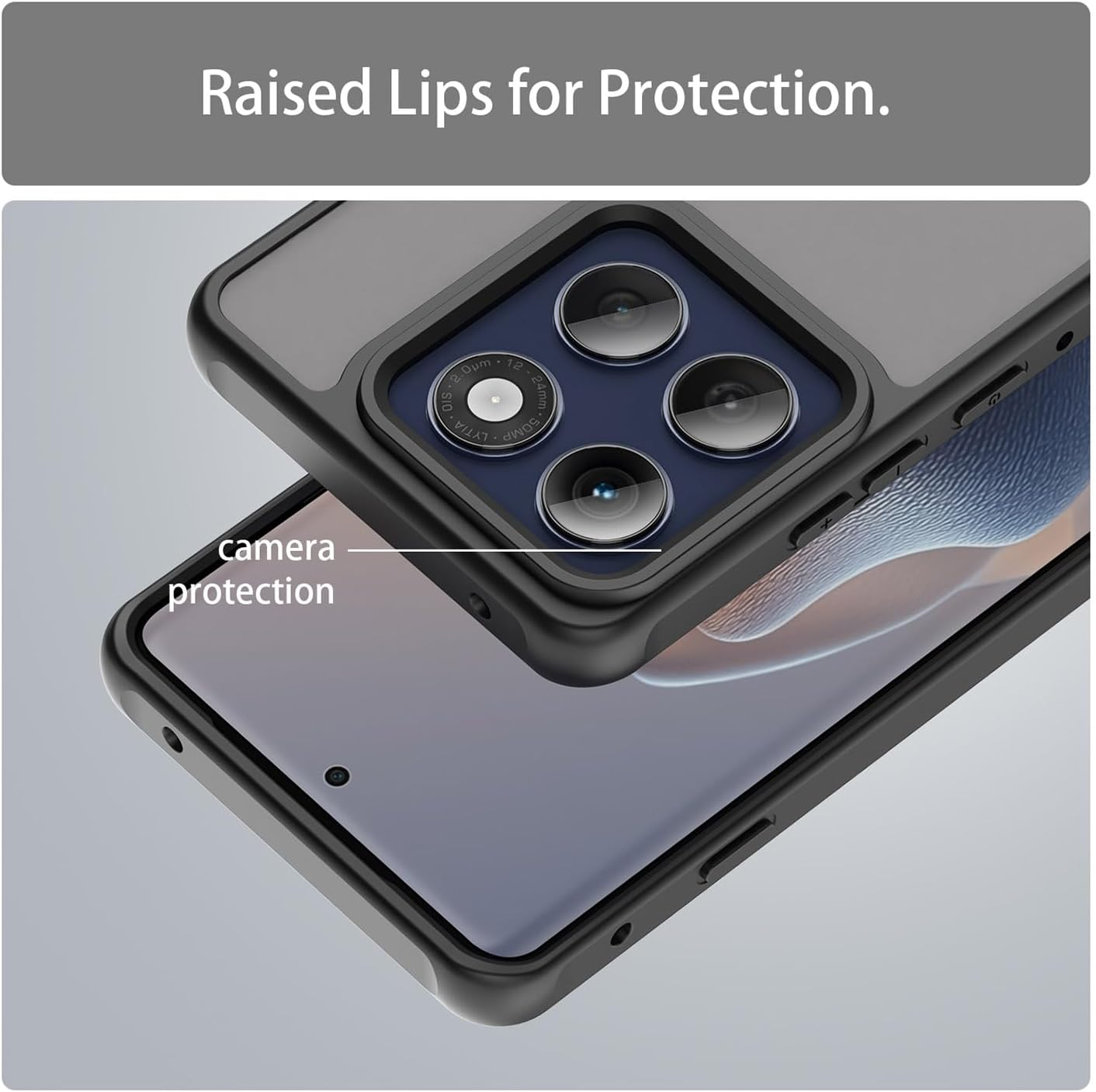 BORYA Ultra Thin Case for Motorola Edge 60 Pro, Shockproof Translucent Matte Frosted Mobile Phone Case Skin Feel Soft Silicone TPU + PC Case Light Simple Protective Case Black image number 1