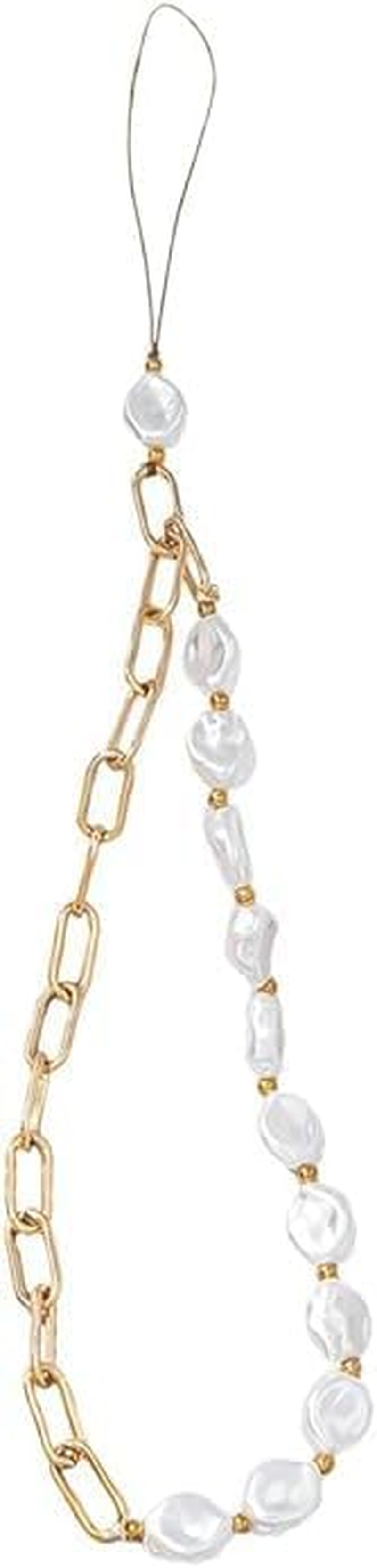 Jjlfresheners 1Pc White Phone Lanyard, Metal Chain, Pearl Beaded Phone Charms, Universal anti Lost Chain, Wrist Strap, Decorations Charm Keychain Accessories, Metal, Agate image number 4