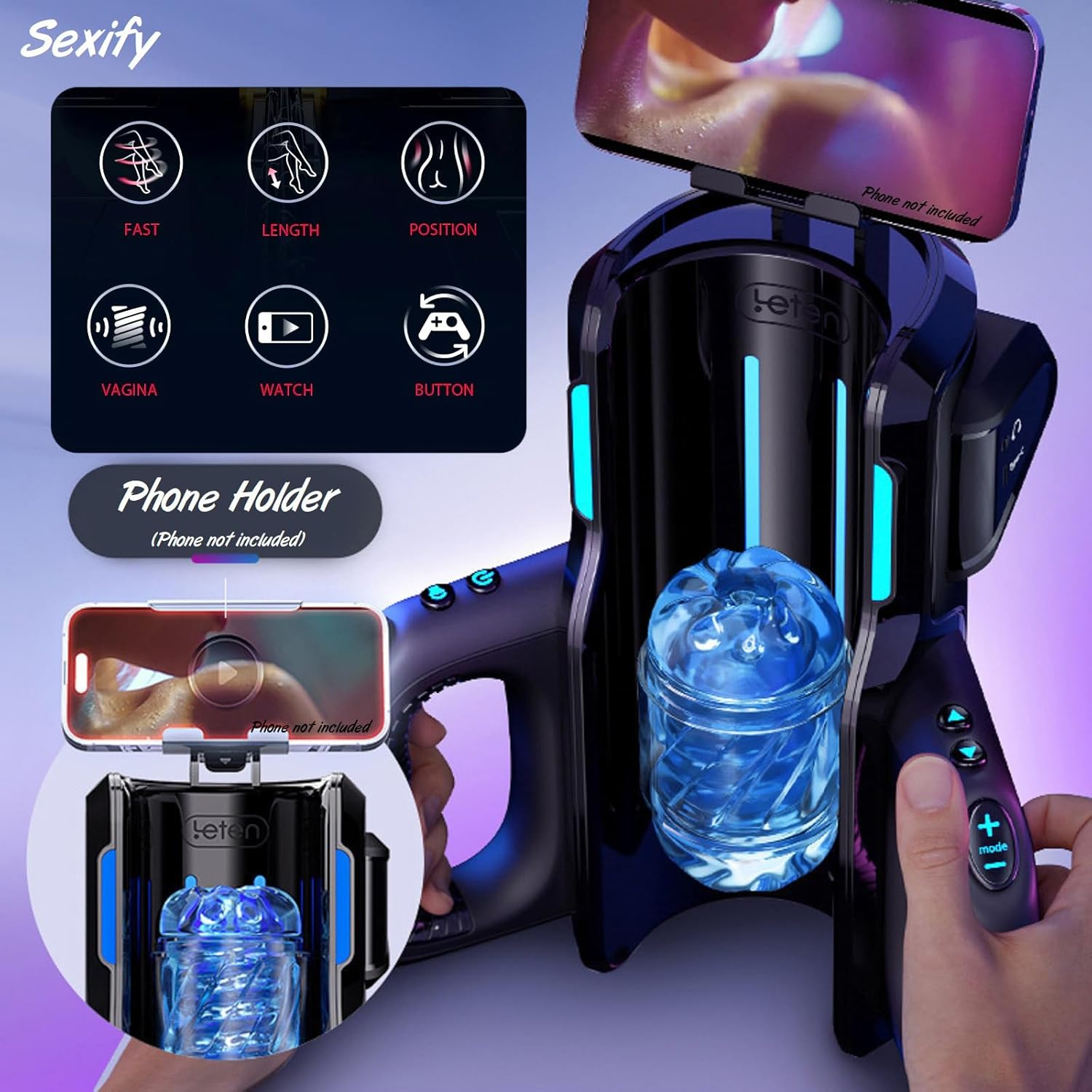 Automatic Telescopic Male Masturbator Pro Pussy Auto Thrusting Stroker Mens Adult Sex Toy image number 4