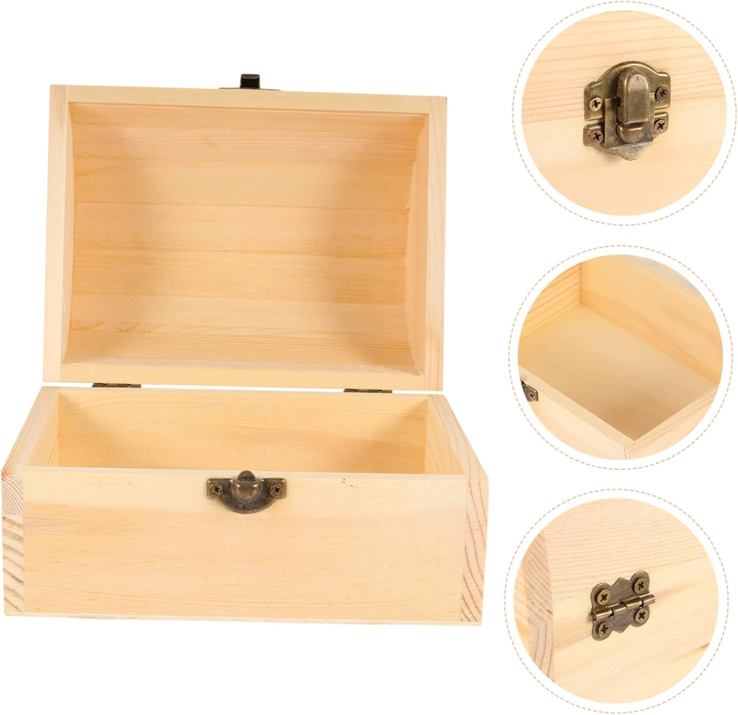 Mobestech Solid Wood Treasure Box Large Storage Box Lids Toy Storage Wooden Chest Desktop Organizer image number 2