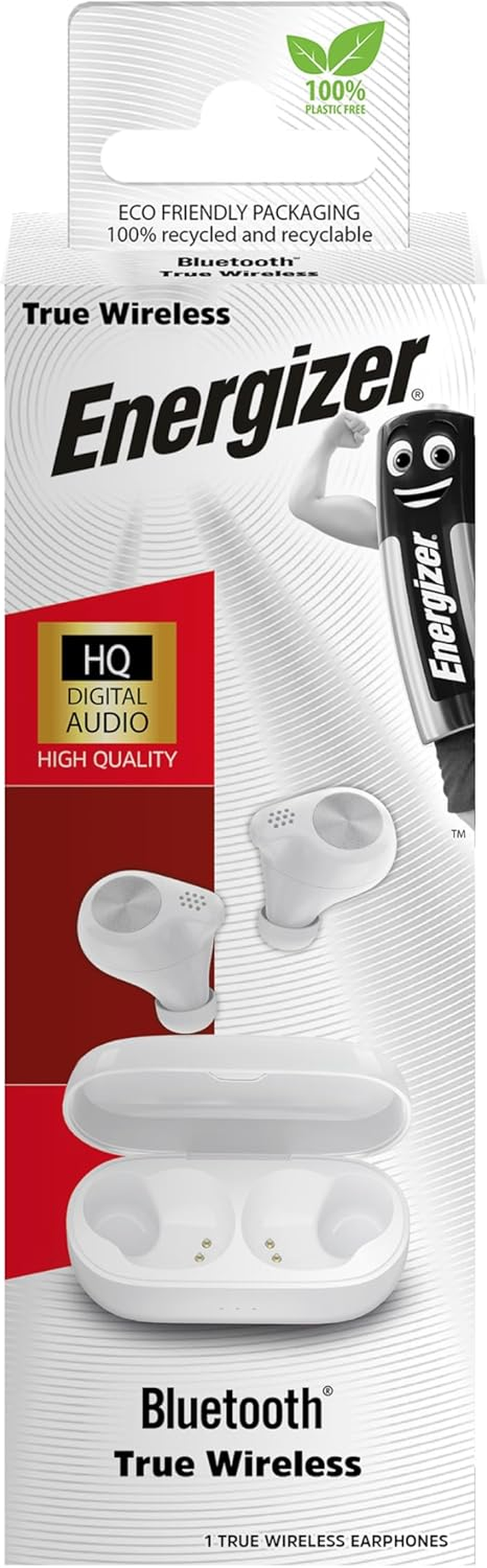 Energizer - Bluetooth Headphones 5.2, 5 Hours Use, Touch Control, Pairing, Handsfree, Stereo Sound - White image number 1