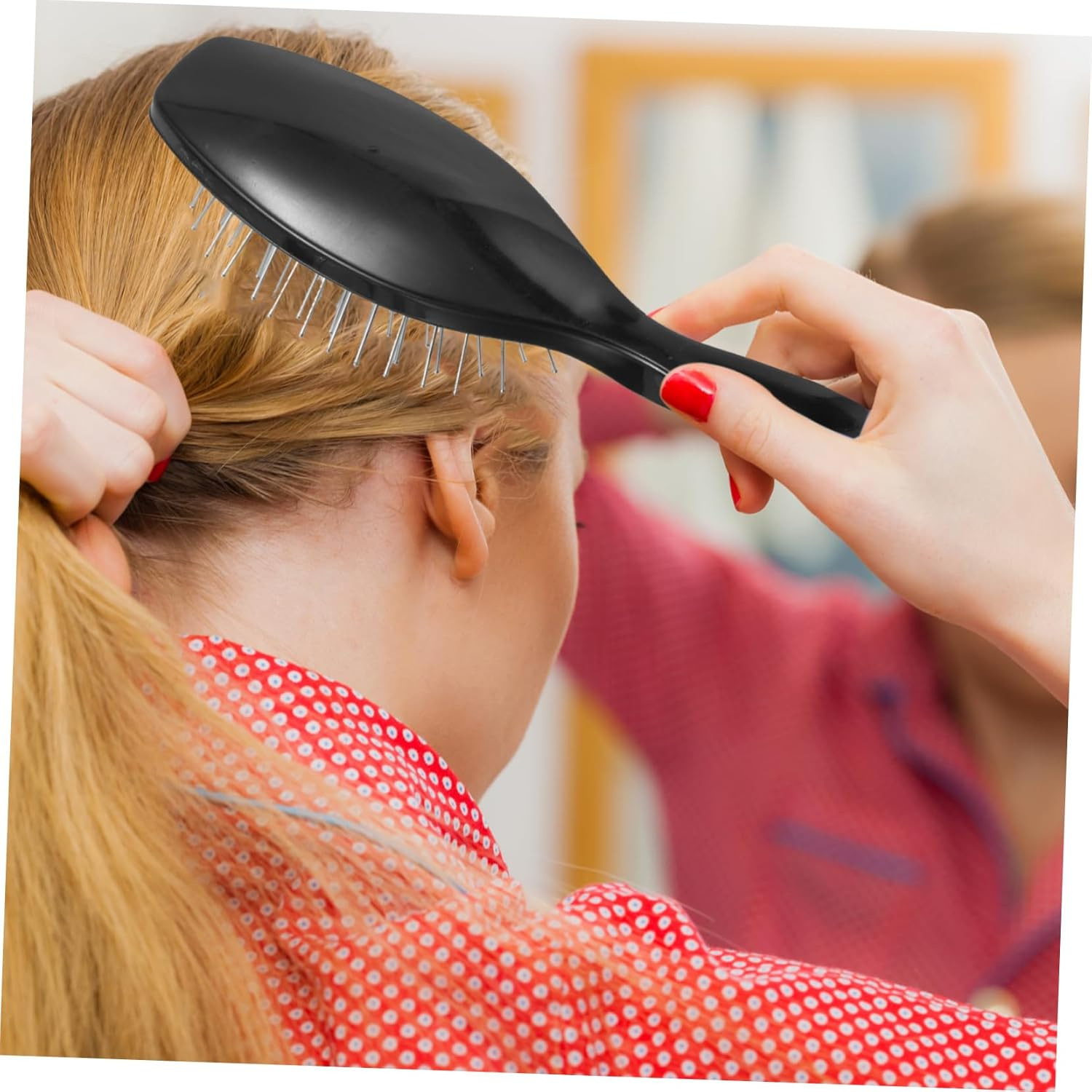 SAFIGLE Professional Synthetic Hair Brush Steel Comb Wig Detangler for Curly Wavy Straight Hair image number 5