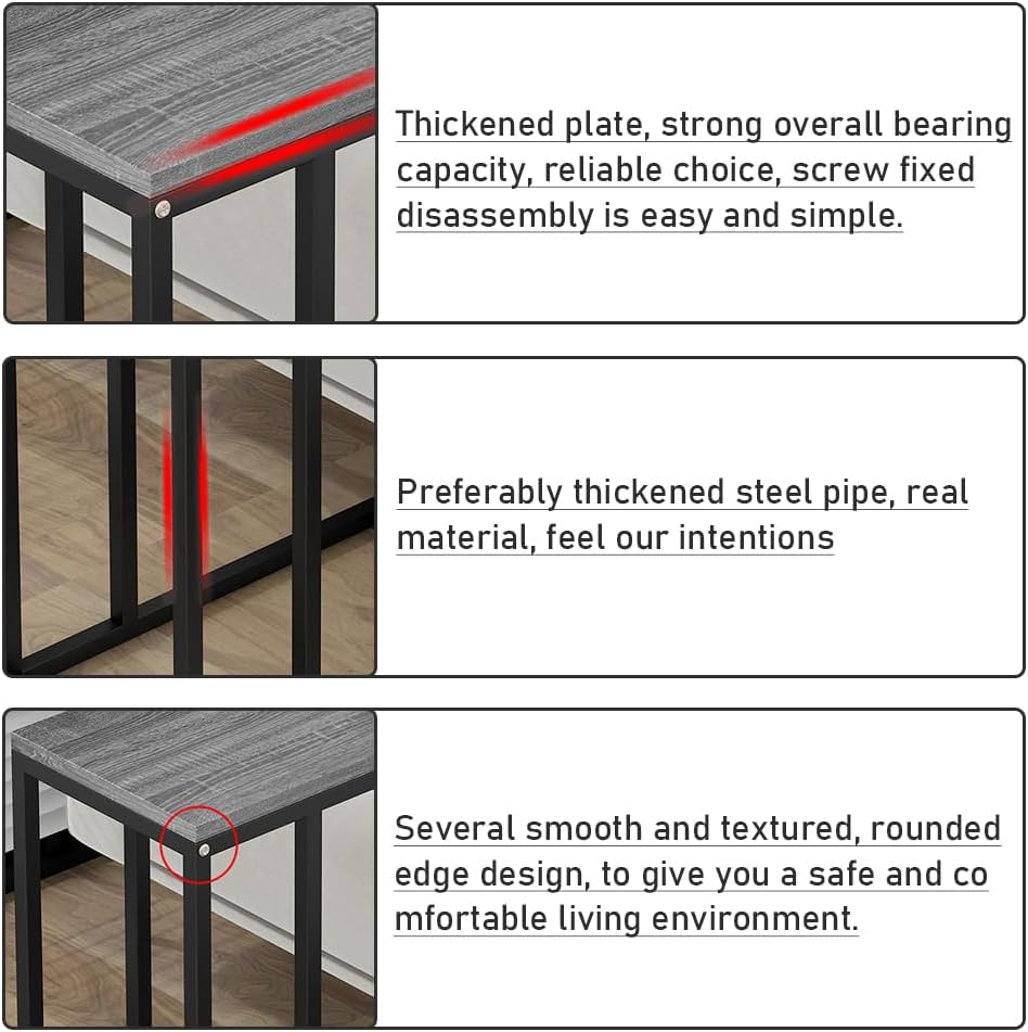 C-Shaped Side Table, Coffee Table with Metal Frame, Easy to Assemble, Removable Minimalist Side Table, for Living Room, Bedroom, Balcony 45X25.5X63Cm image number 5