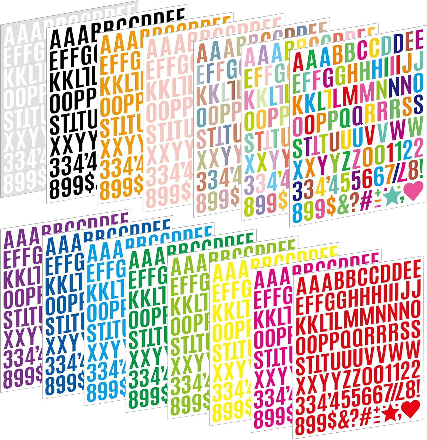 1470 Letter Stickers 15 Sheets Alphabet Stickers Number Small 1 Inch Vinyl Self-Adhesive Stick on Letters for Scrapbooking Water Bottles Cup DIY Crafts Sign Labels Notebook Mailbox (15, Multicolor) image number 5