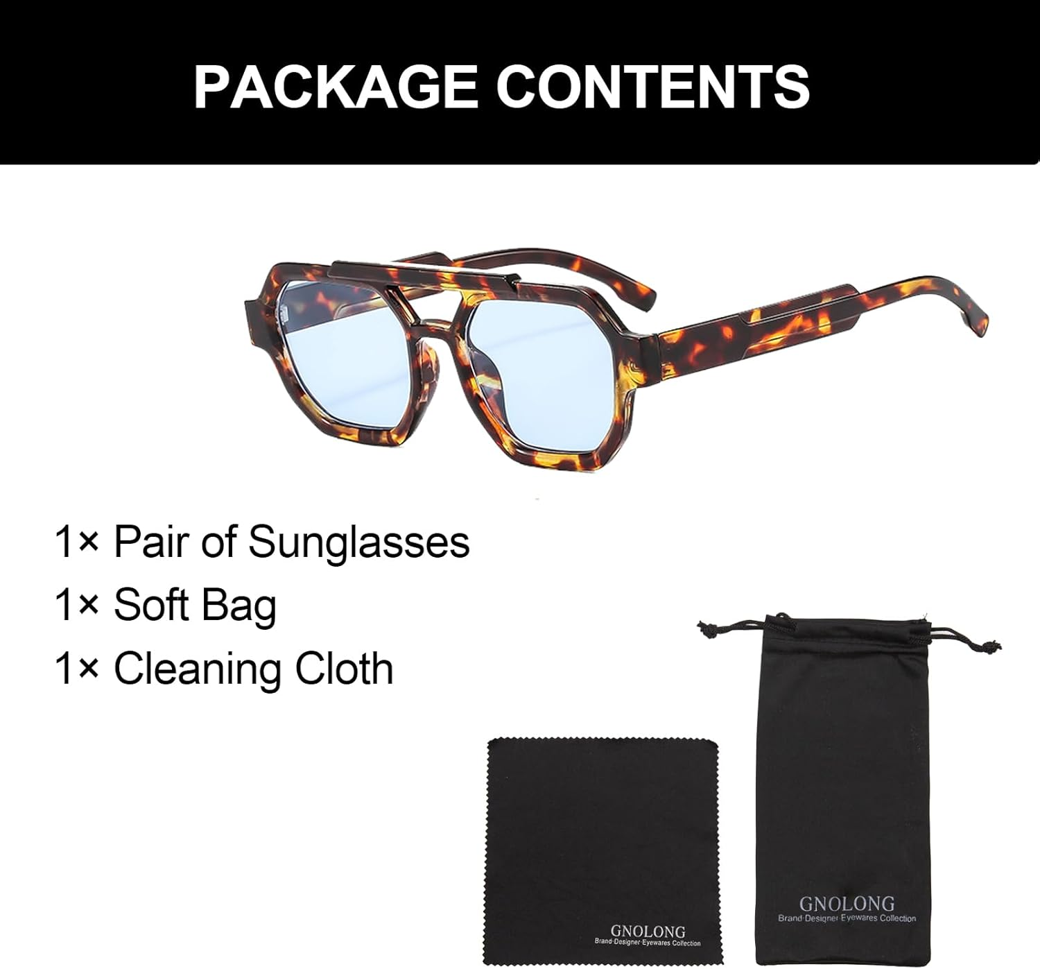 GNOLONG Vintage Double Bridge Pilot Sunglasses - Women Men Retro Hexagonal 70S Eyeglasses Outdoor image number 4