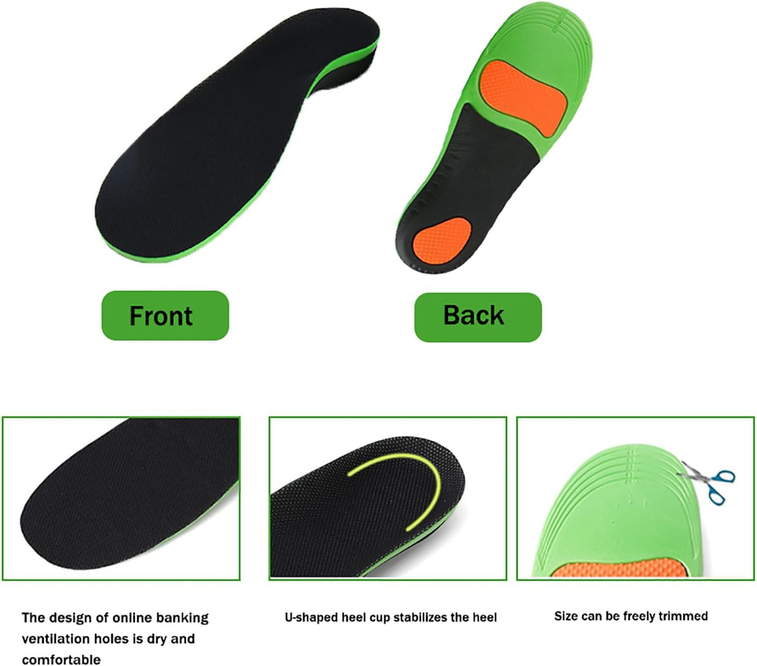 1Pair Arch Support Insoles, High Arch Support Orthotic Insoles, Shoe Insoles Men Women, Plantar Fasciitis Relief, Orthotic Sports Insole, Arch Support Inserts for Flat Feet Heel Pain Spurs（35-40） image number 4