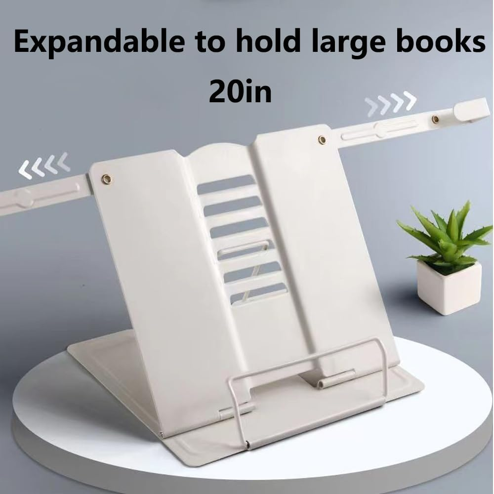 Hbluefat Metal Book Stand with Fixing Clips Folding Reading Book Holder,Sturdy Desktop Rest Book Holder for Cookbook,Magazine,Laptop,Tablet (Blue) image number 2