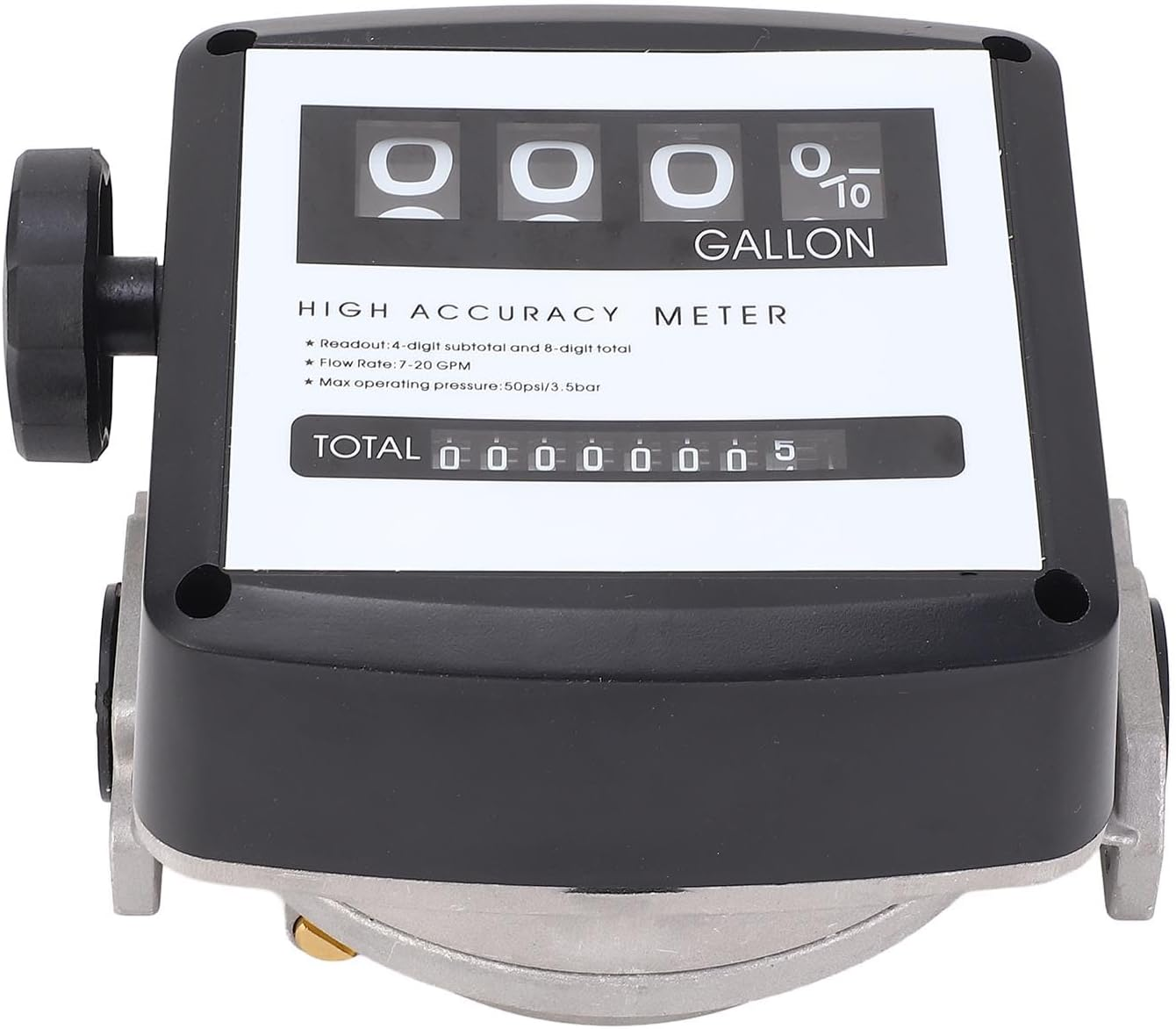 Generic 4 Digit Aluminum Mechanical Fuel Meter Meter Gallon Accuracy Easy Reading, Designed for Various Mechanical Equipment, Made from ABS, Aluminum Material image number 2