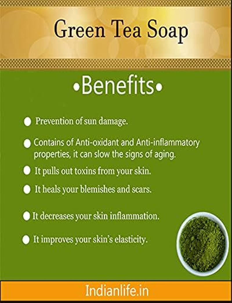 Indianlife&reg; Glowing Handmade Soap-Green Tea-Kumkumadi-Banana for Men-Women Excellent Beauty Ingredients- Shea Butter-Jojoba Oil-Almond Oil 150 Gm(50X3) image number 4