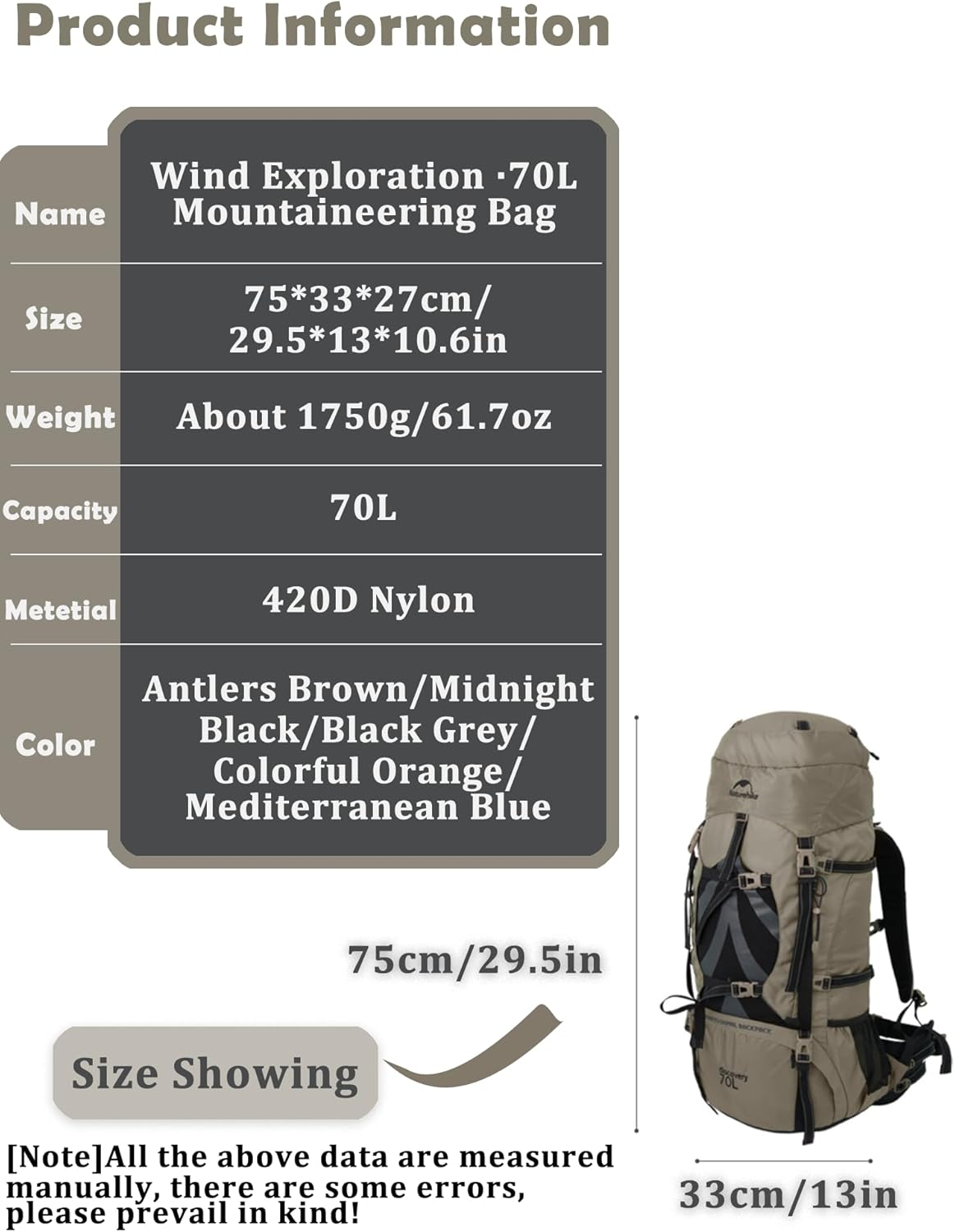 Naturehike 70+5L Lightweight Hiking Backpack, Tear-Resistant Fabrics-Light CR Carrying System-Comfortable Weight-Bearing Lightweight Mountaineering Bag with Rain Cover, Outdoor Daypack for Adults - Black image number 6
