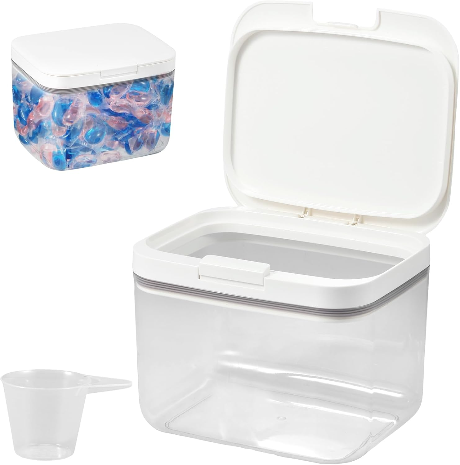 Laundry Pods Container,Automatic Pop-Up Laundry Pods Container,Large Capacity Dishwasher Pod Holder,Holds 2.8L/4.5L/5.5L Sealed Laundry Pod Case for Powder,Detergent,Scent Booster Storage (4.5L/152Oz)