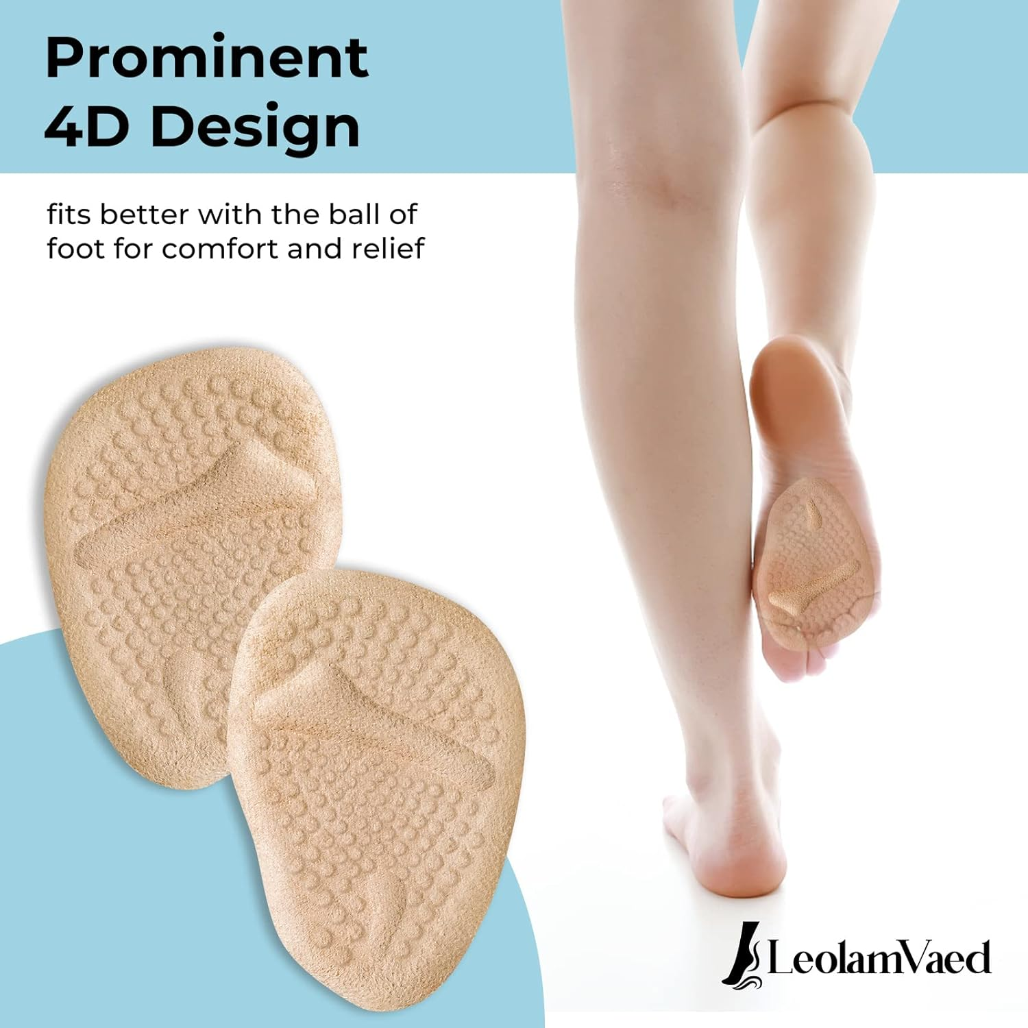 Reusable Metatarsal Pads Women, Ball of Foot Cushions for Women All Day Pain Relief and Comfort, Washable Heel Pads One Size Fits All High Heel Inserts (10 Pieces in a Set) - All In One_Set B image number 3