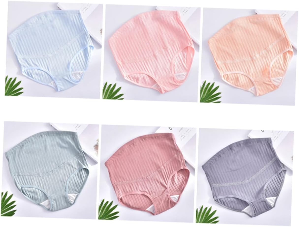 3Pcs High Waist Cotton Maternity Underwear Splice Design Stomach Support Nursing Panties for Pregnant Women Comfortable Breathable image number 5