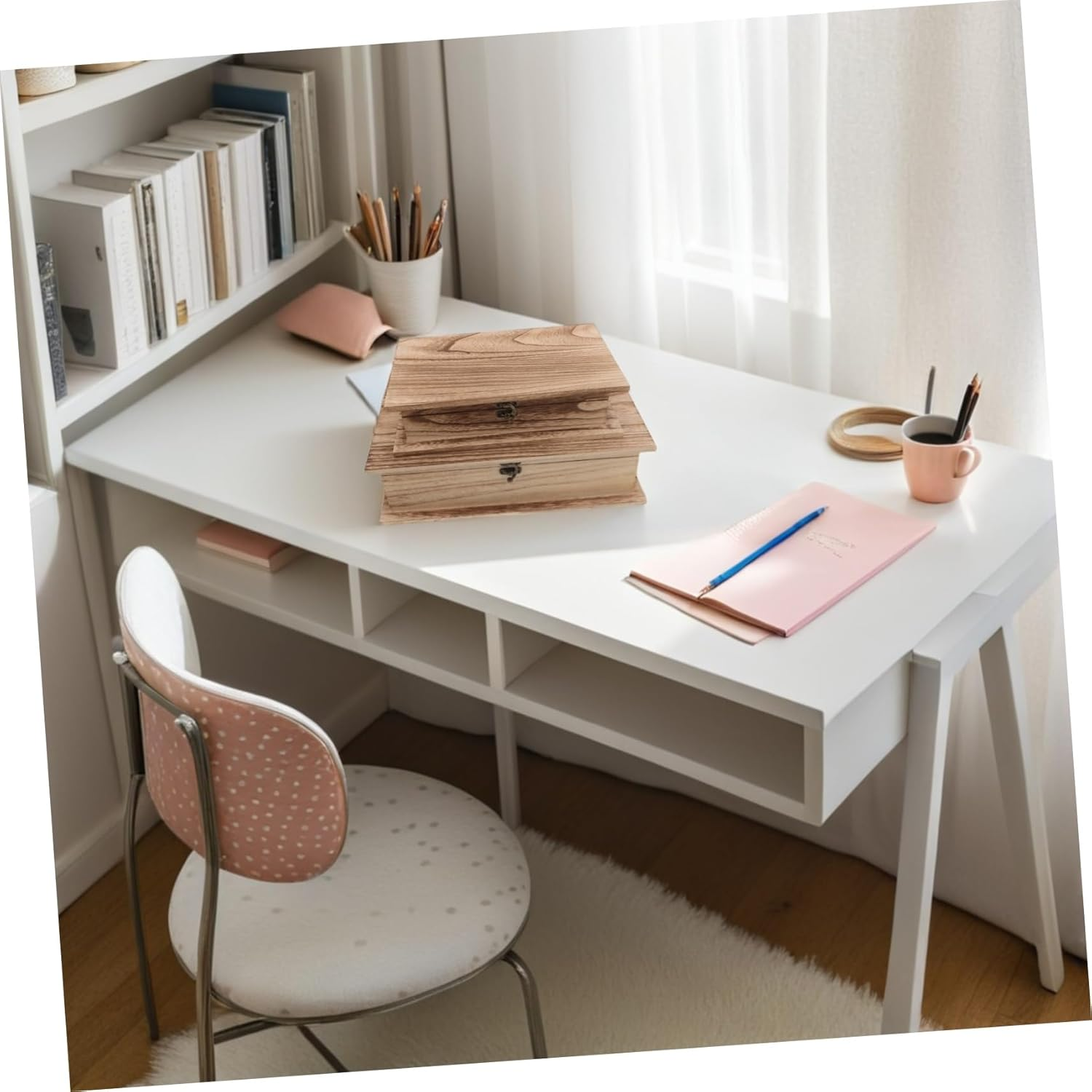 2Pcs Large Wooden Jewelry Box Lockable Storage Natural Wood Finish for Keepsakes Cards Decor image number 5