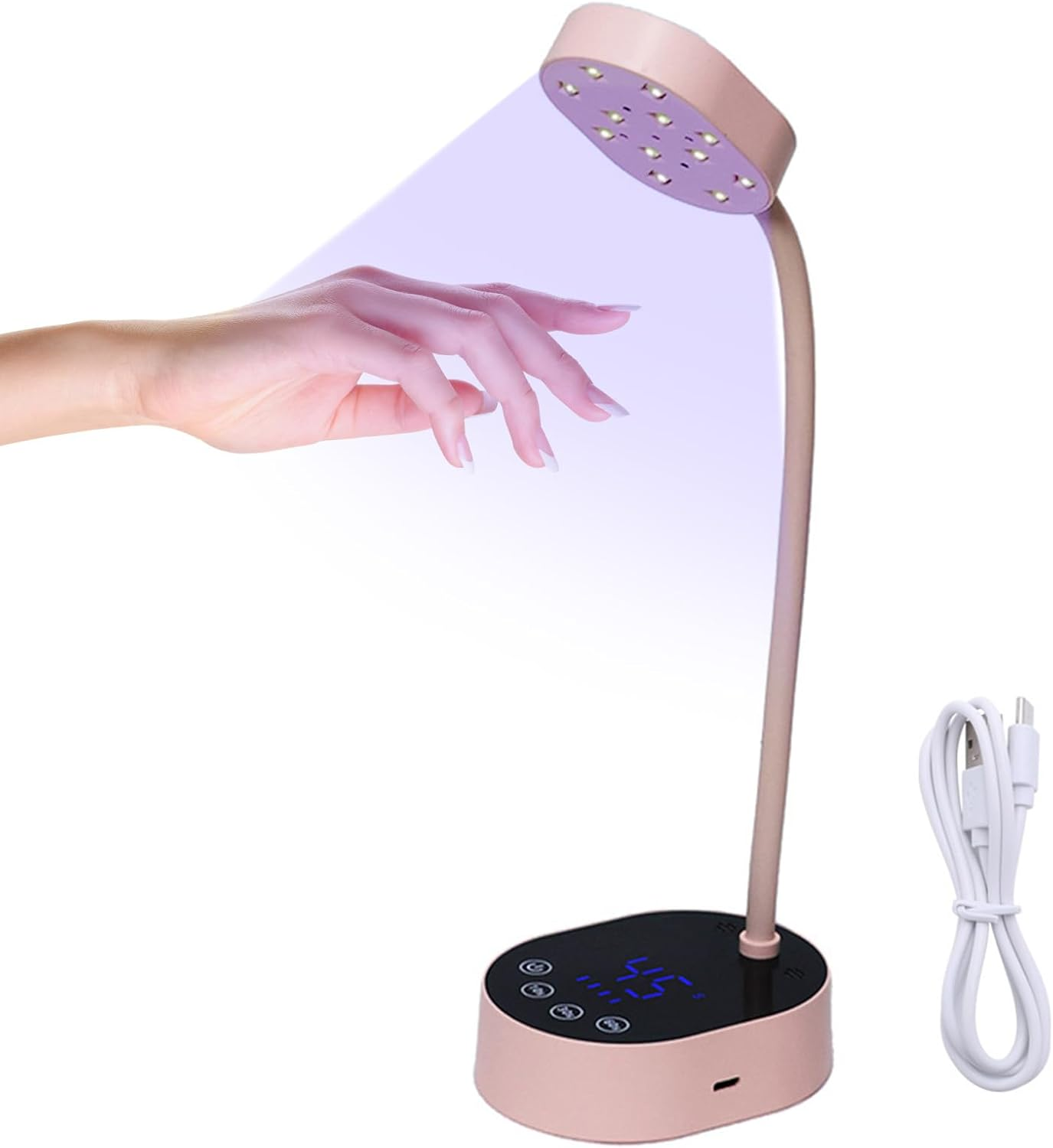 Xoxomeg 36W UV LED Nail Lamp, Rechargeable Nail Light with Auto Sensor & Touch Screen, Portable USB Gel Nail Dryer with 4 Timer Modes for DIY at Home, Salon (Pink)