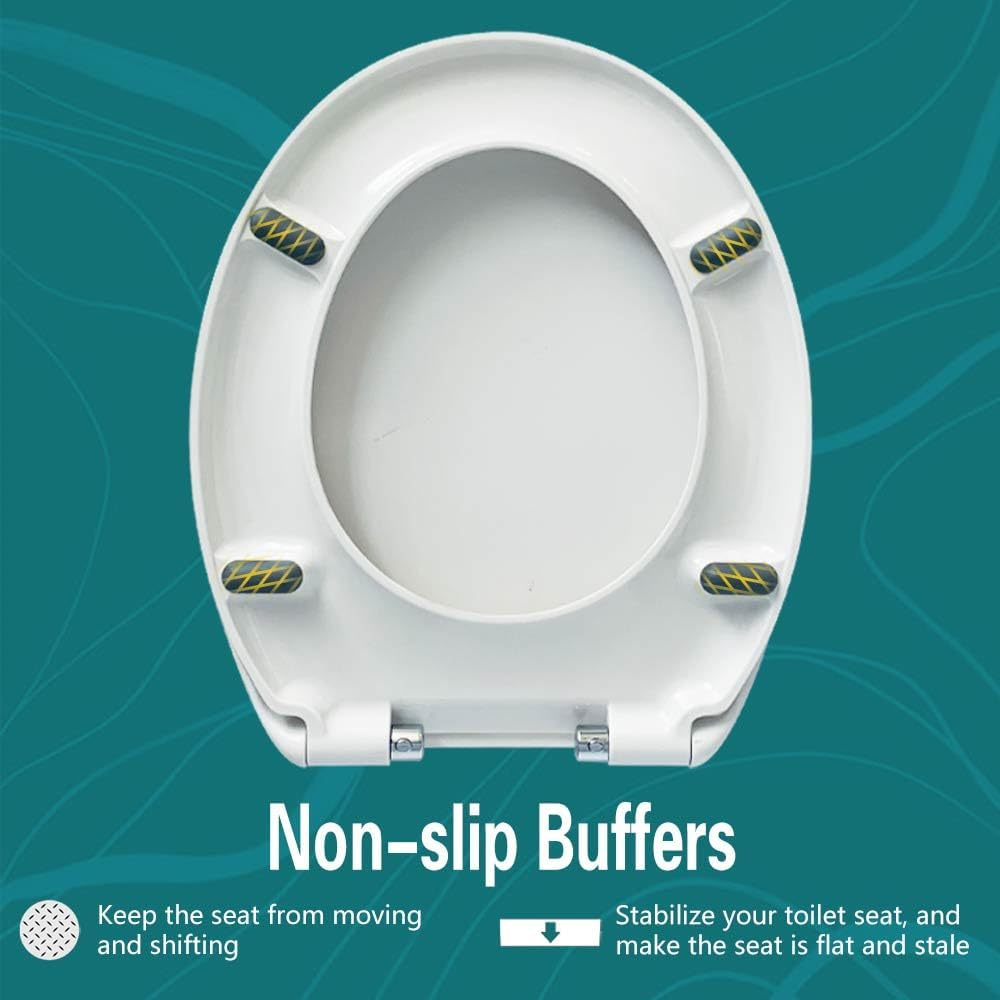 Toilet Seat White Thicken Heavy Duty Quick Release Oval Toilet Lid with Stainless Steel Hinge Elongated Toilet Seat Replacement for Standard Oval (Oval Soft Close Quick Release 01) image number 3