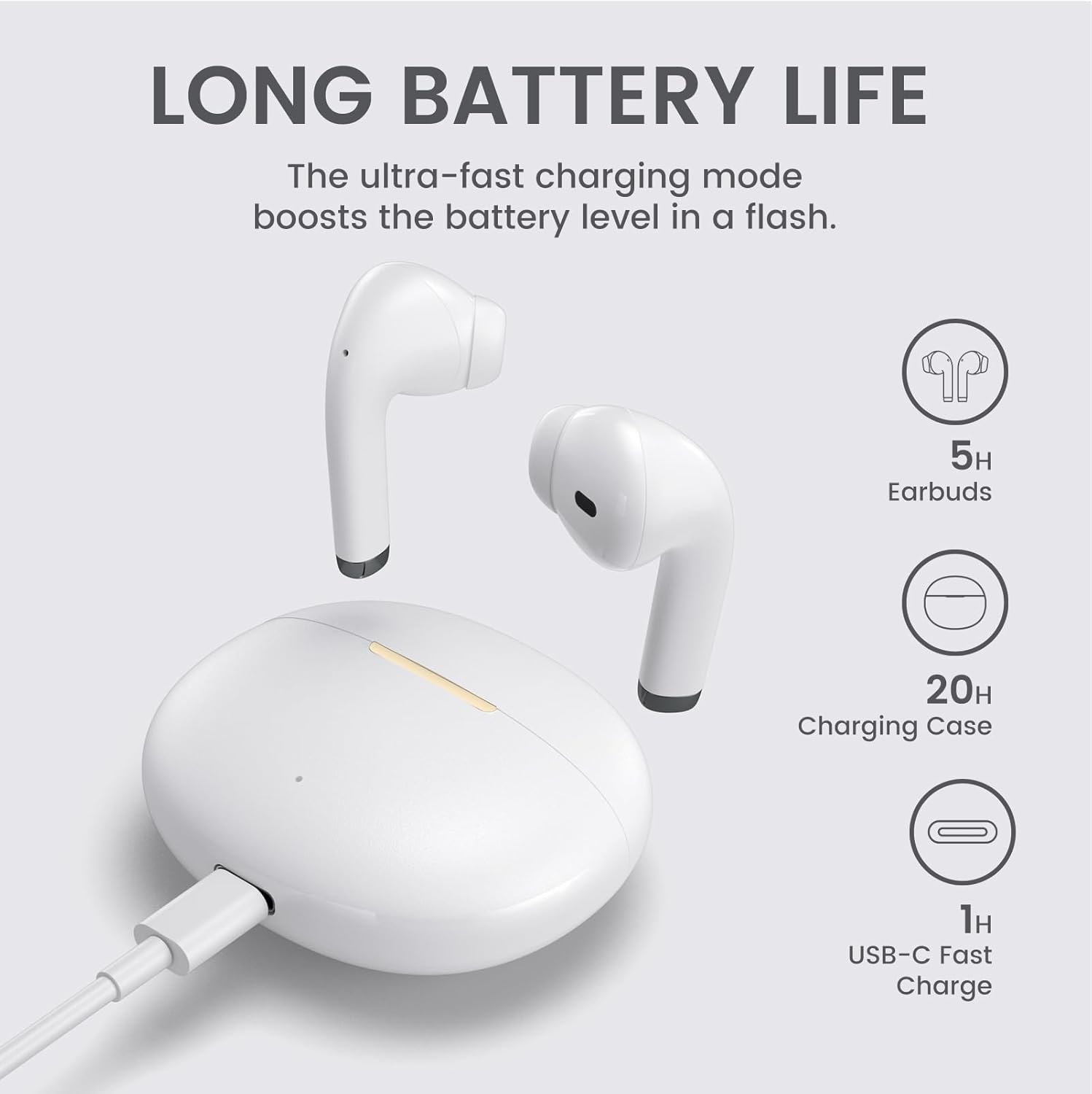 Wireless Earbuds for Samsung S23 S24 S25 Ultra S21 S22 A35 A15 for Iphone 16 Pro 15 True Bluetooth 5.4 Headphones Ear Buds Ultra Comfort in Ear Earphones, Deep Bass Hifi Stereo, Sweat Resistant, Mic image number 6