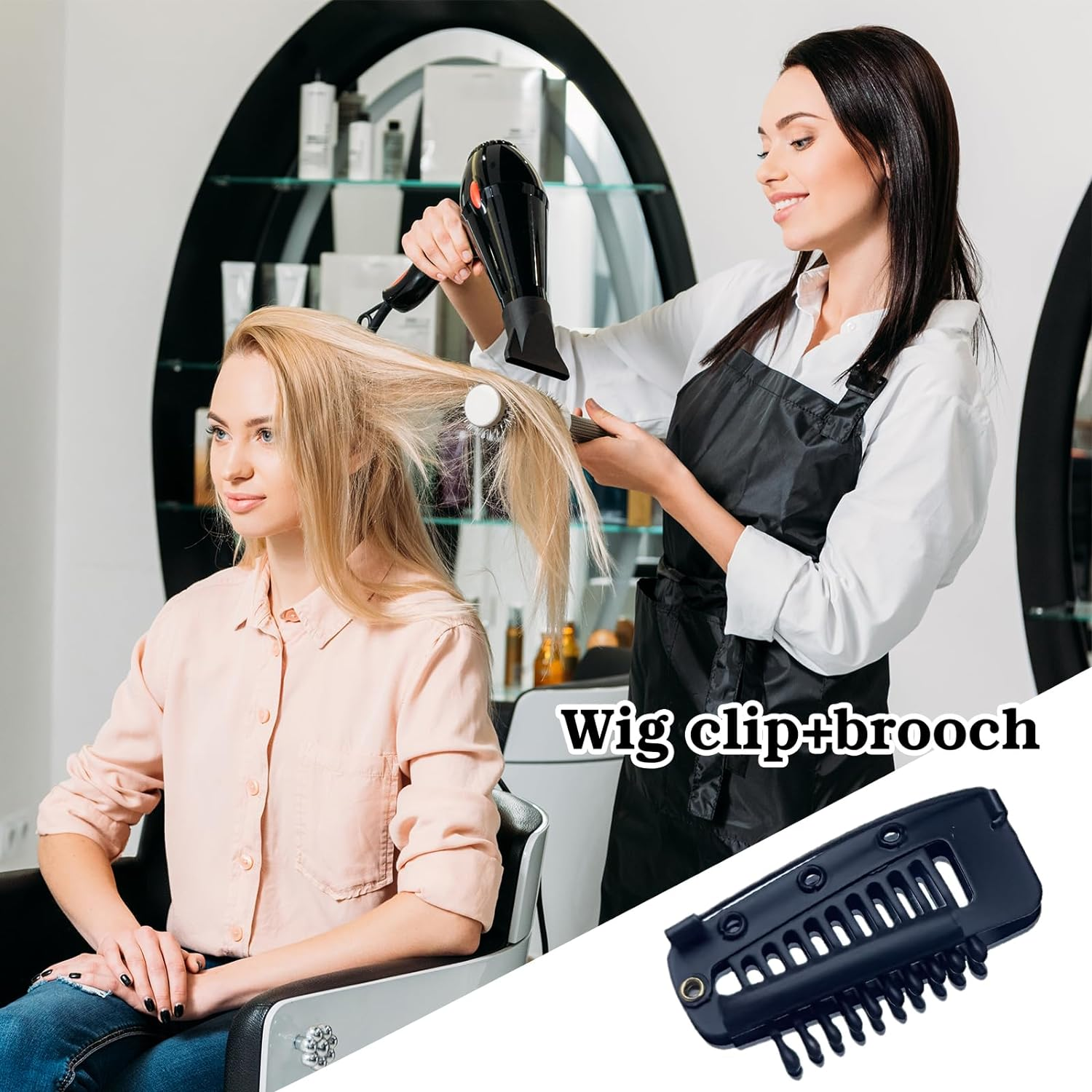 10 PCS Wig Clips Snap Clips,3.7 Cm round Head Stainless Steel Clip, Secure (Black) image number 5