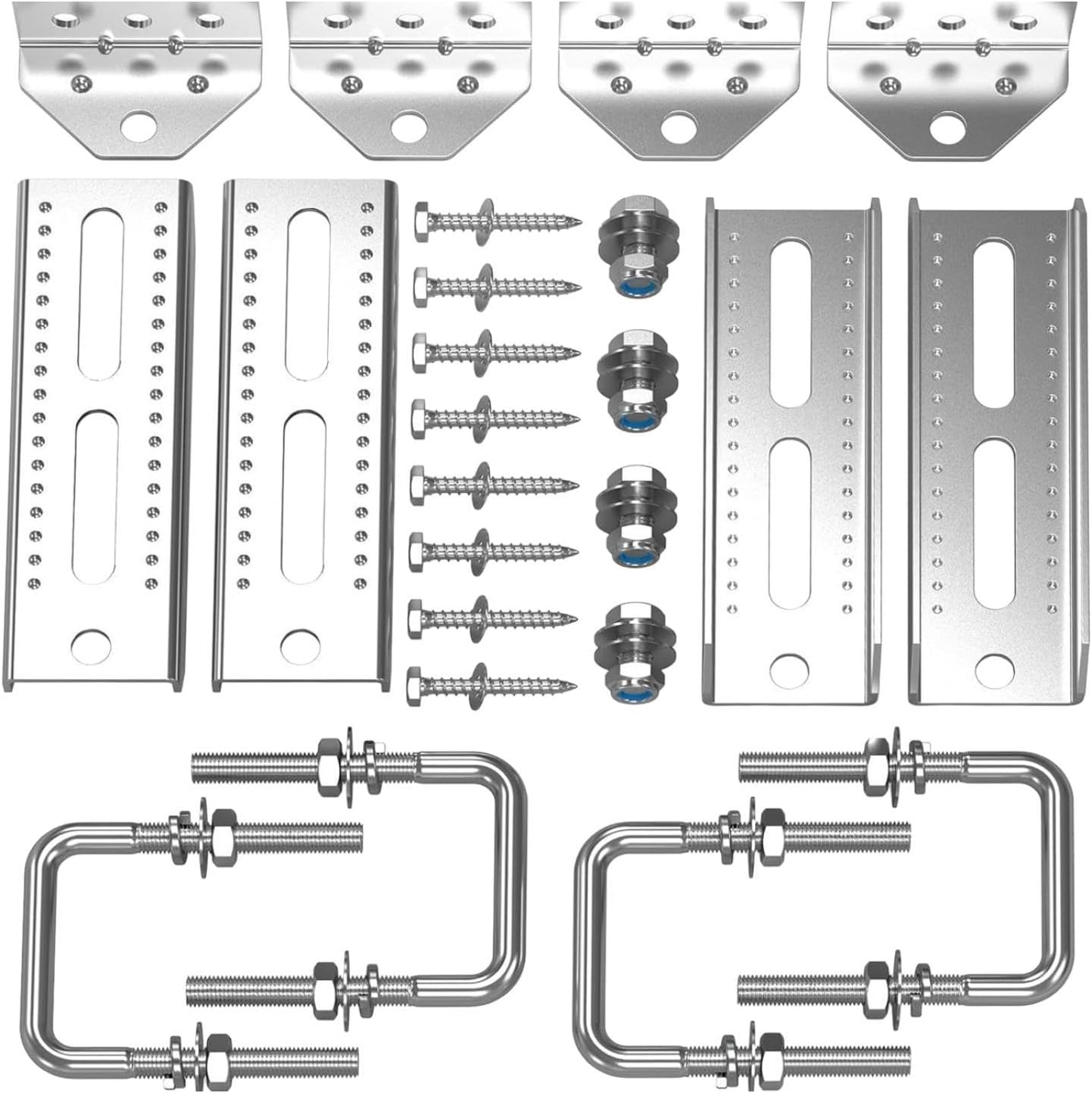 Generic 4Pcs 8Inch Boat Trailer Bunk Brackets Set Square U Bolts Spare Parts Heavy Duty Easily Install Professional with Hardware image number 4