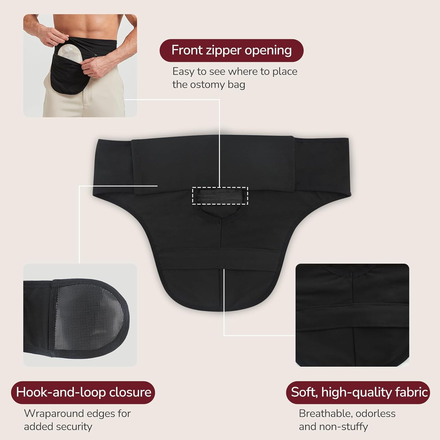 DERAYMI Ostomy Belt for Men Women, Adjustable Ostomy Bag Cover for Keeping Ostomy Bag in Place, Stealth Colostomy Support Belt Ostomy Wrap for Swimming Outdoor Activities (XXL)