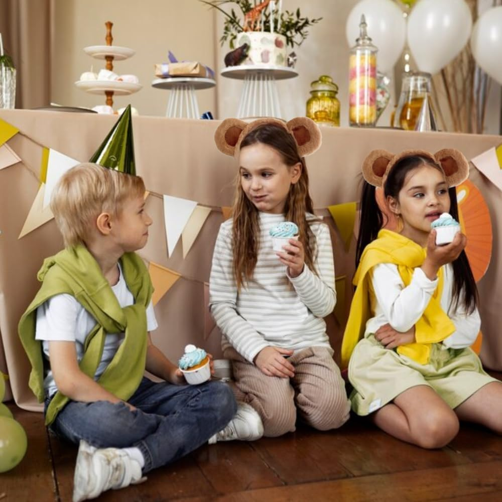 SUSOO 2 Pcs Soft Bear Ears Headband, Brown Plush Costume Hairband for Adults & Kids, Cosplay Party Headbands, Soft Bear Ear Shaper for Face Washing, Cute Teddy Style for Women & Toddlers image number 2