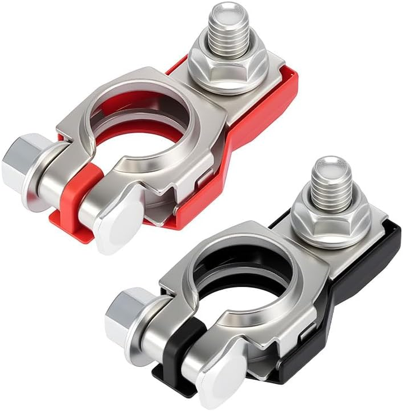 Battery Terminal Set, 2Pcs Ositive Negative Set, Universal Car Cable Connector Heavy Duty Copper Clamps, Compatible with 12V/24V Car Truck Boat Marine RV Vehicles image number 1
