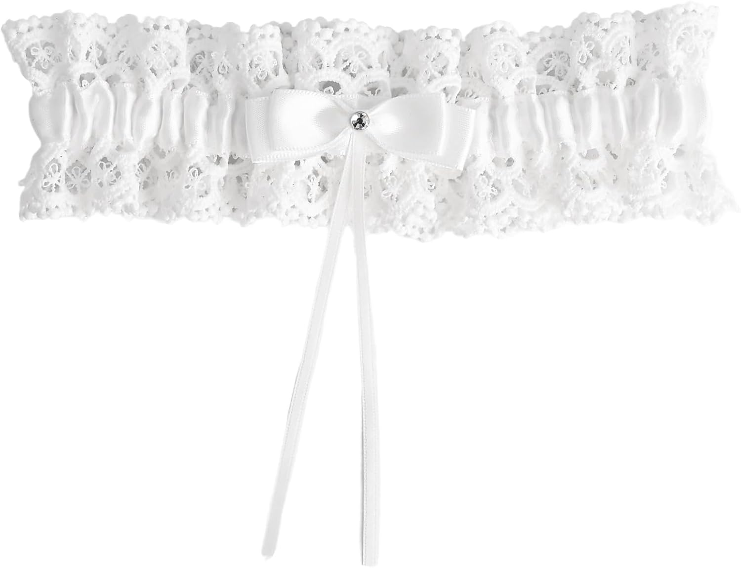 Bride Wedding Garter, Bow White Lace Stretchable Leg Garter Elegant Wedding Accessories for Women Girls Bridal Shower Parties image number 5