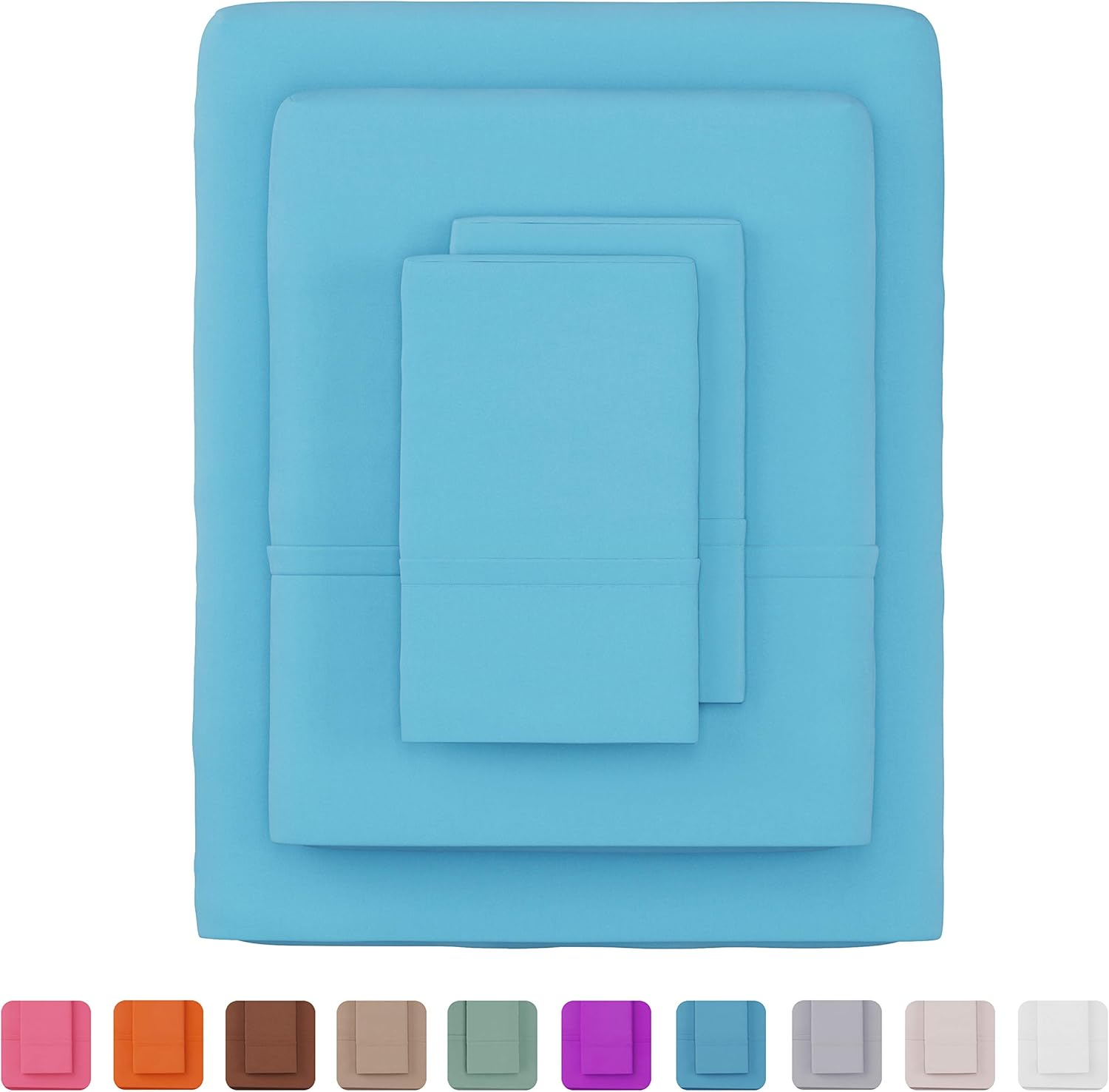 Brushed Microfiber Sheet Set- 3 Piece Bed Linens- Fitted & Flat Sheets, 1 Pillowcase-Wrinkle, Stain & Fade Resistant by Lavish Home (Twin, Light Blue) image number 6