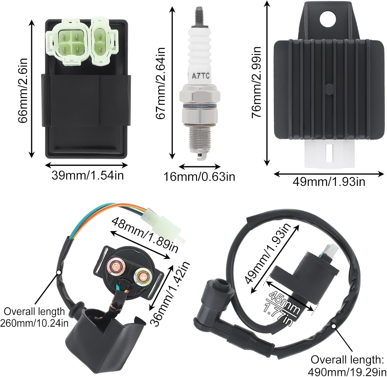 Windance High Performance GY6 AC CDI Ignition Coil Voltage Regulator Relay Rectifier Spark Plug Kit for 50Cc 125Cc 150Cc ATV Quad Go Kart Moped Scooter, Motorcycle Ignition Rebuild Set image number 2