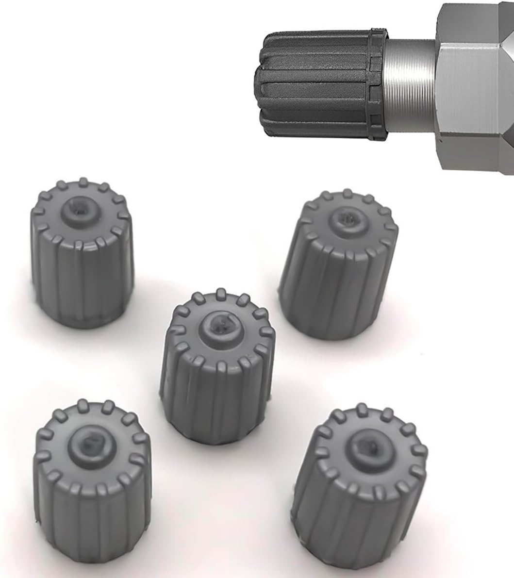 JNNJ Pack of 8 Car Tyre Valve Caps, Plastic Tyre Wheel Alloy Valve Caps Dust Caps, Car Tyre Handle Dust Caps with Sealing Ring SUV Truck (Grey) image number 4