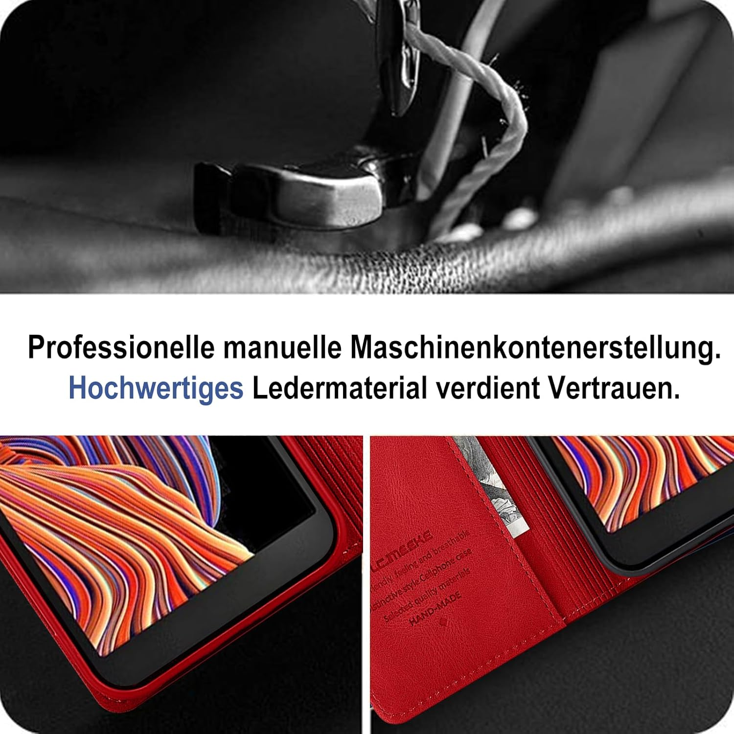 Giyer Mobile Phone Case for Samsung Galaxy Xcover 5 Case with Screen Protector, Protective Case Galaxy Xcover 5 PU Leather Wallet Flip Case Stand Card Slot Flip Case for Samsung Xcover 5 Pocket (Red) image number 1