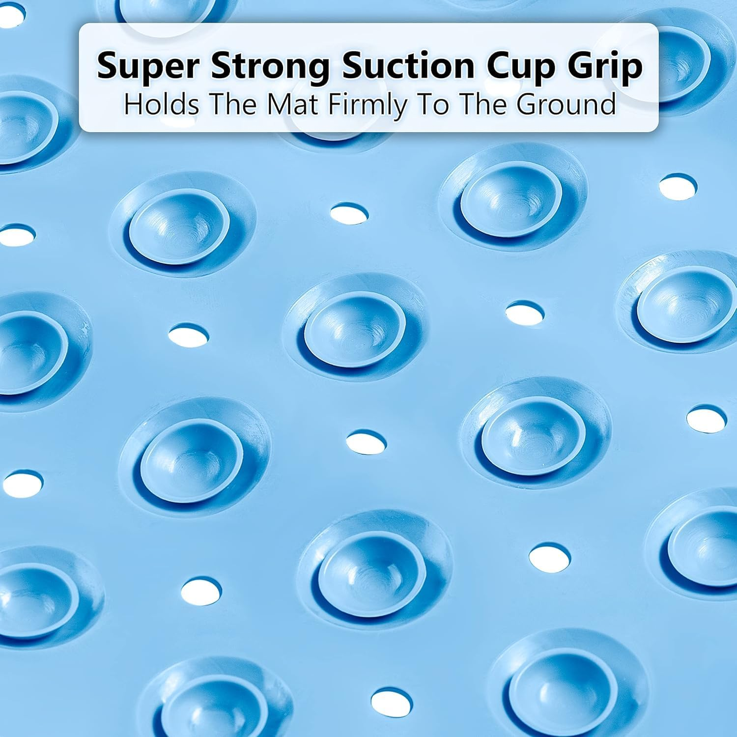 Mumoo Bear Bathtub and Shower Mats, Non Slip 40 X 16 Inch Extra Long Bathtub Mat, Machine Washable Bathmat with Drain Holes, Suction Cups for Bathroom Floor -Light Blue image number 6