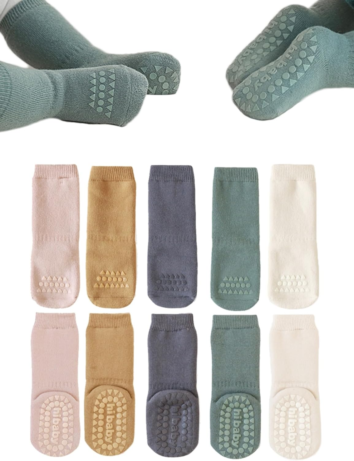 Baby Non Slip Grip Socks Toddler Knee High anti Skid Crew Slipper Crawling Socks for Girls Boys Newborn image number 1