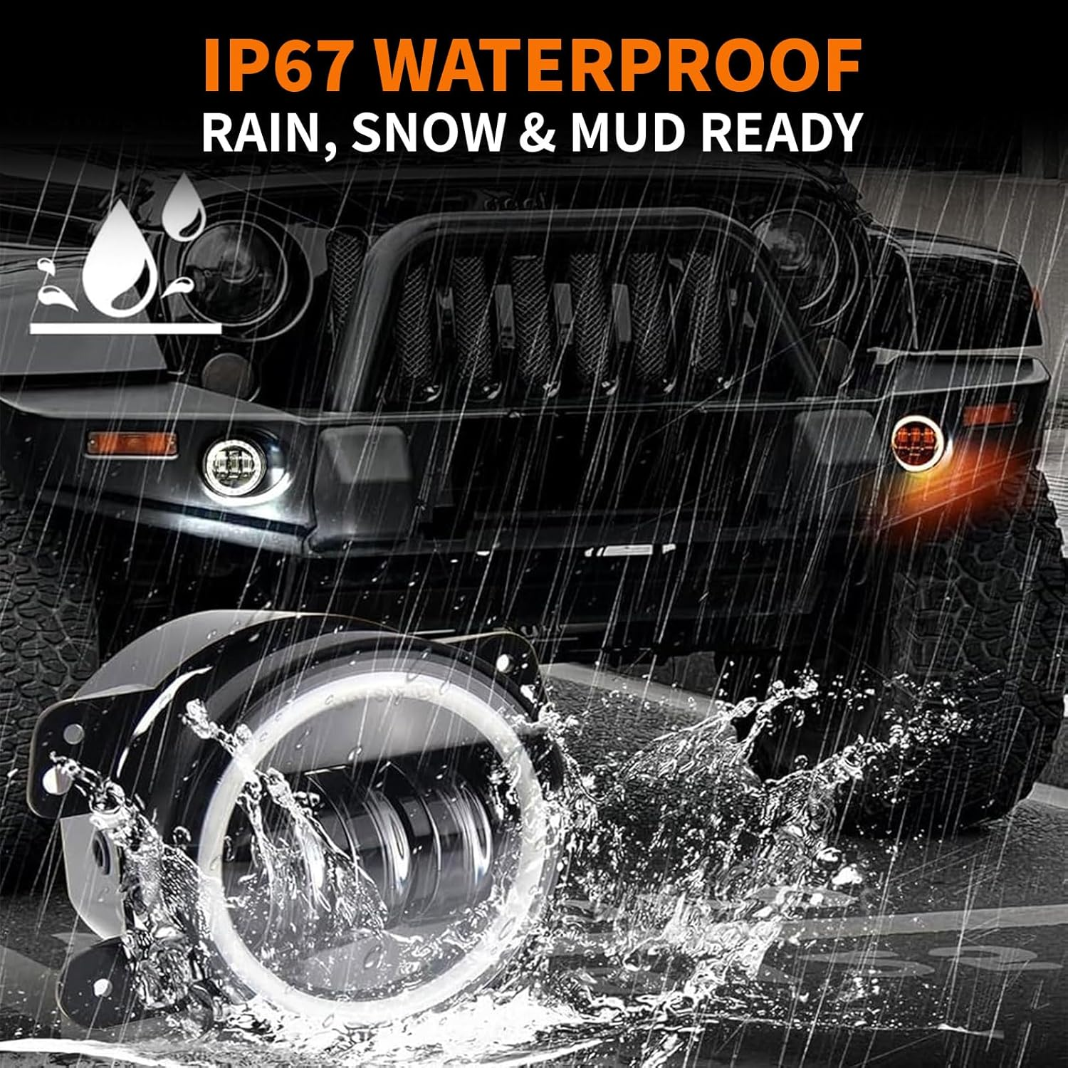 4 Inch Dual-Color Halo Fog Lights for Wrangler JK & Gladiator &ndash; Bright, Waterproof, Easy to Install &ndash; Ideal for Offroad and Daily Driving