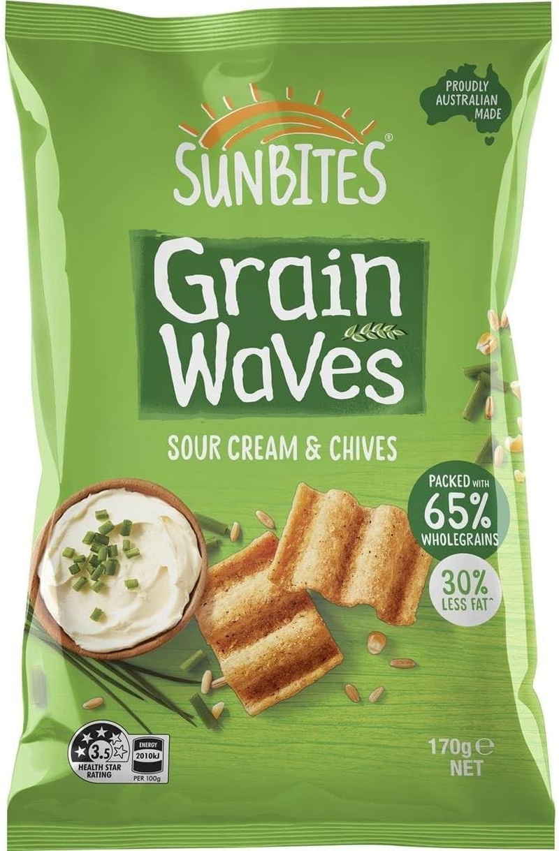 Grainwaves Sour Cream and Chives Wholegrain Chips Party Bag Share Pack 170G image number 2