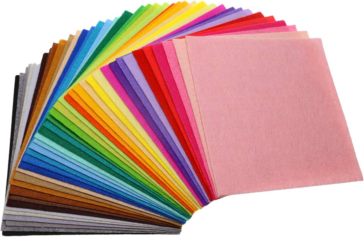 Shapenty 40 Assorted Colors 1MM Thick Small Felt Fabric Sheet Pieces Nonwoven Patchwork Sewing Felt Squares Pack for Kids Adult DIY Art Craft Project, 40PCS (40 Colors, 6 X 6 Inch) image number 4