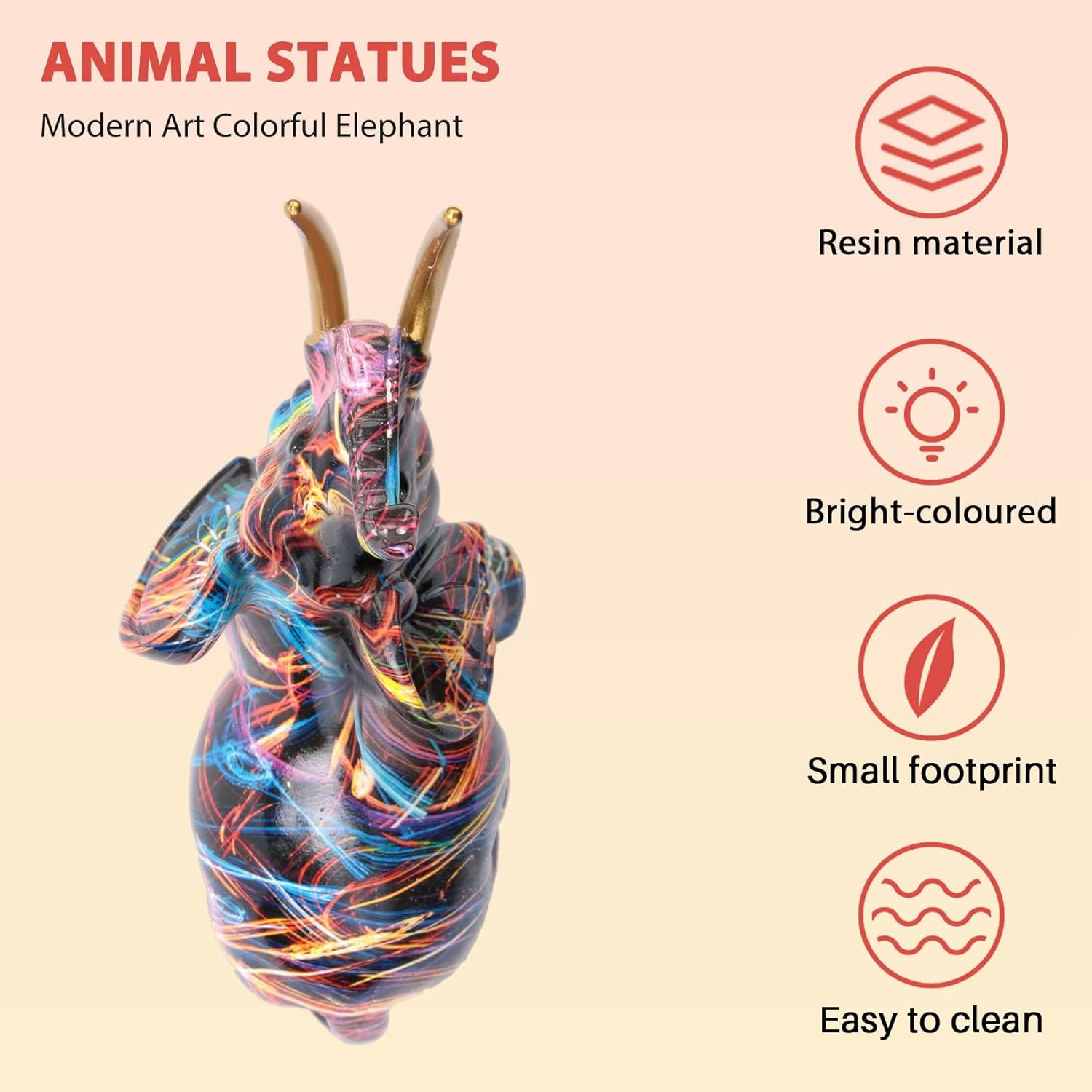 Pvcqjkd Nordic Painting Graffiti Elephant Sculpture Figurine Colorful Art Elephant Statue Resin Animal Statue Decor C image number 1