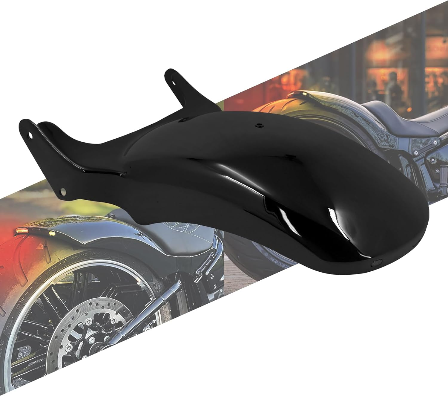 Motorcycle Rear Fender with LED Lights Turn Signal Brake Running Light Fit for Harley Softail Breakout and Rocker FXBR FXBRS 2008-2017 image number 2