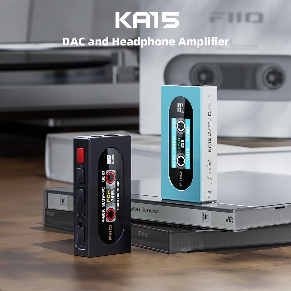 Fiio KA15 Headphone Amplifier Portable DAC with 4.4Mm and 3.5Mm Headphones Outputs Support PCM768K DSD256 for Android/Ios/Mac/Windows (Midnight Black) image number 1