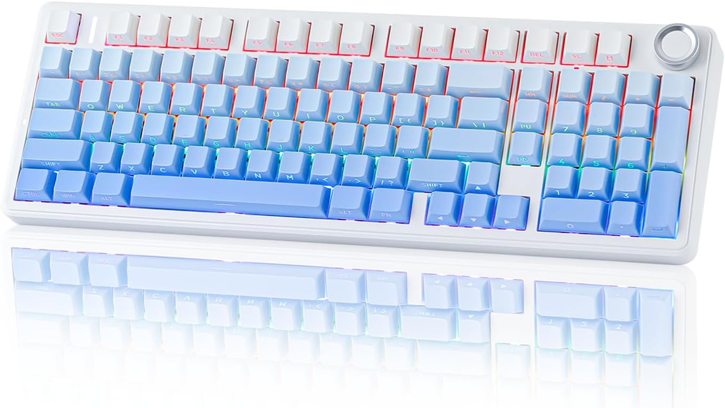 EPOMAKER X Aula F99 PRO Wireless Gaming Keyboard, Hot Swappable Custom Keyboard, 2.4Ghz/Type-C/Bt5.0 Mechanical Keyboard with 8000Mah Battery, RGB Backlit Gaming Keyboard (Blue Gradient) image number 2