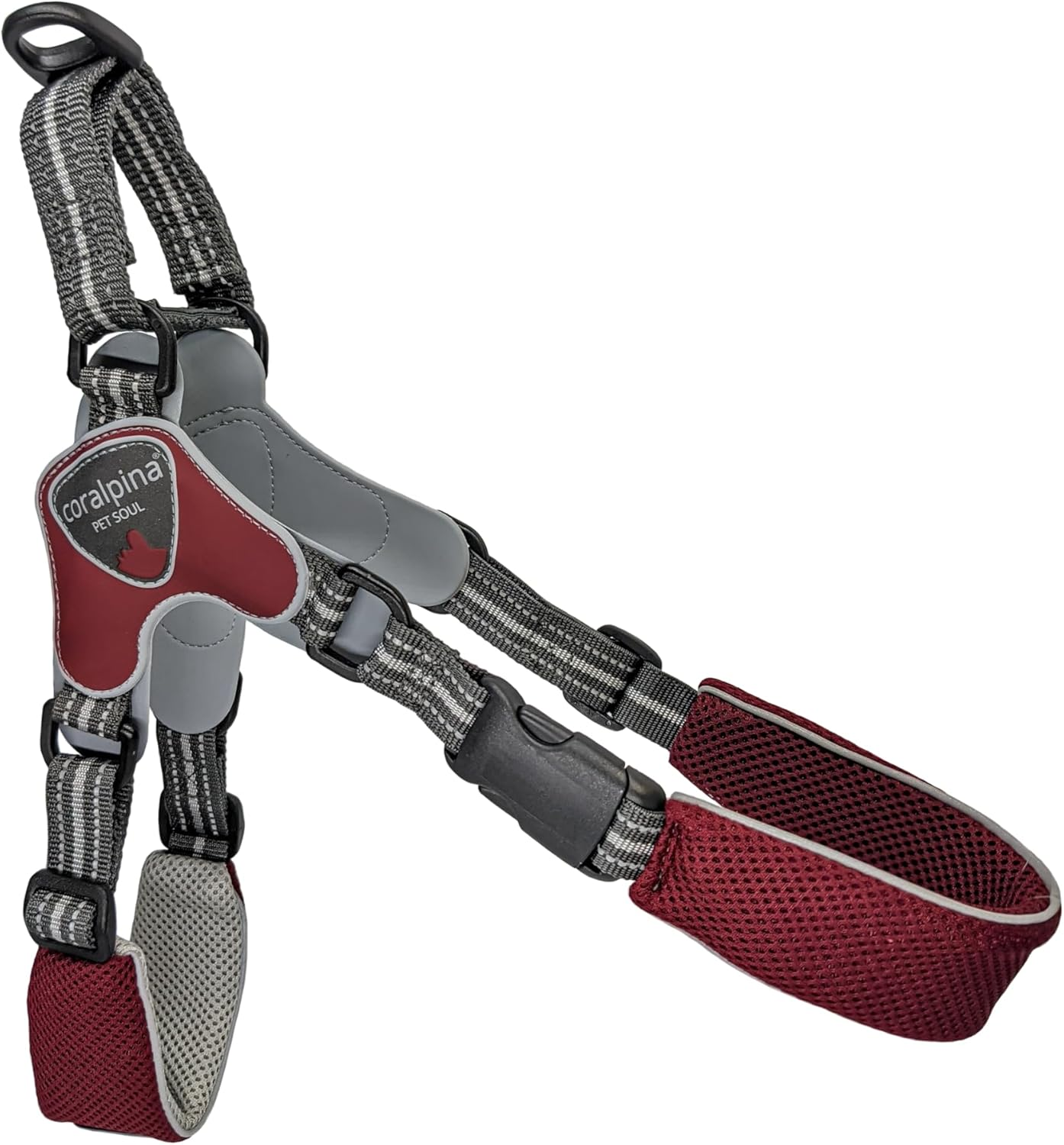 Coralpina - Fiames Adjustable Neck and Chest Harness for Medium to Large Dogs, Soft and Durable, Does Not Harm Hair or Hinder Movement, Wine Red image number 3