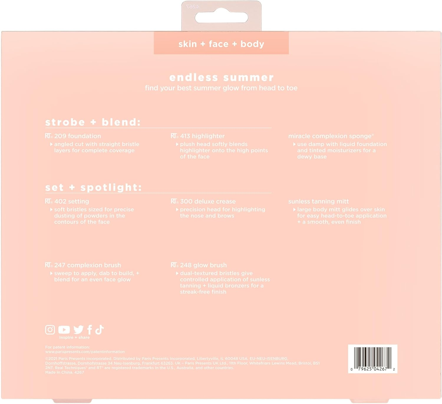 REAL TECHNIQUES Endless Summer Makeup Brush Kit, Face Brushes, for Foundation and Powder, Premium Quality, 6 Piece Set, Pink image number 3