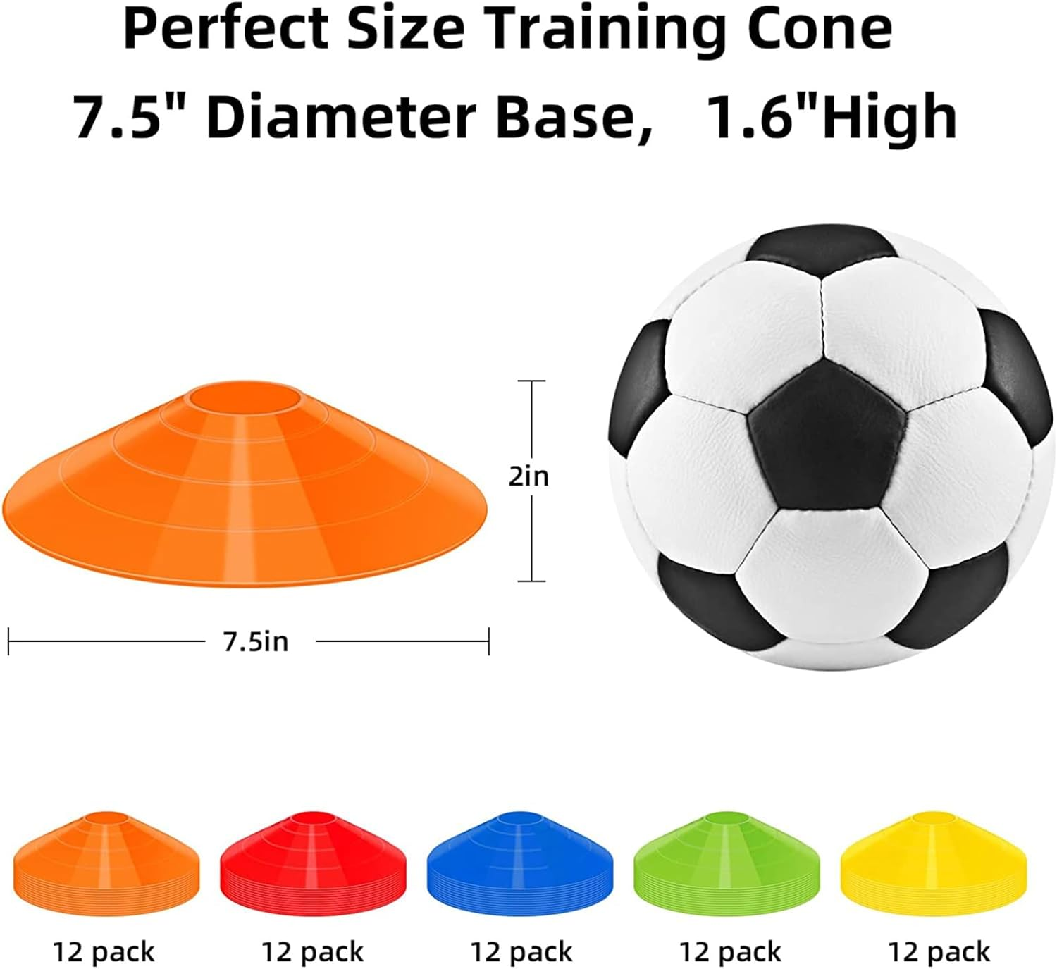 60 Pack Agility Soccer Cones with Carry Bag and Holder for Training,Sports Cones,Disc Sports Cones,Football Cones for Drills Distraining Cones for Basketballs,Agility Football Cones Set image number 2