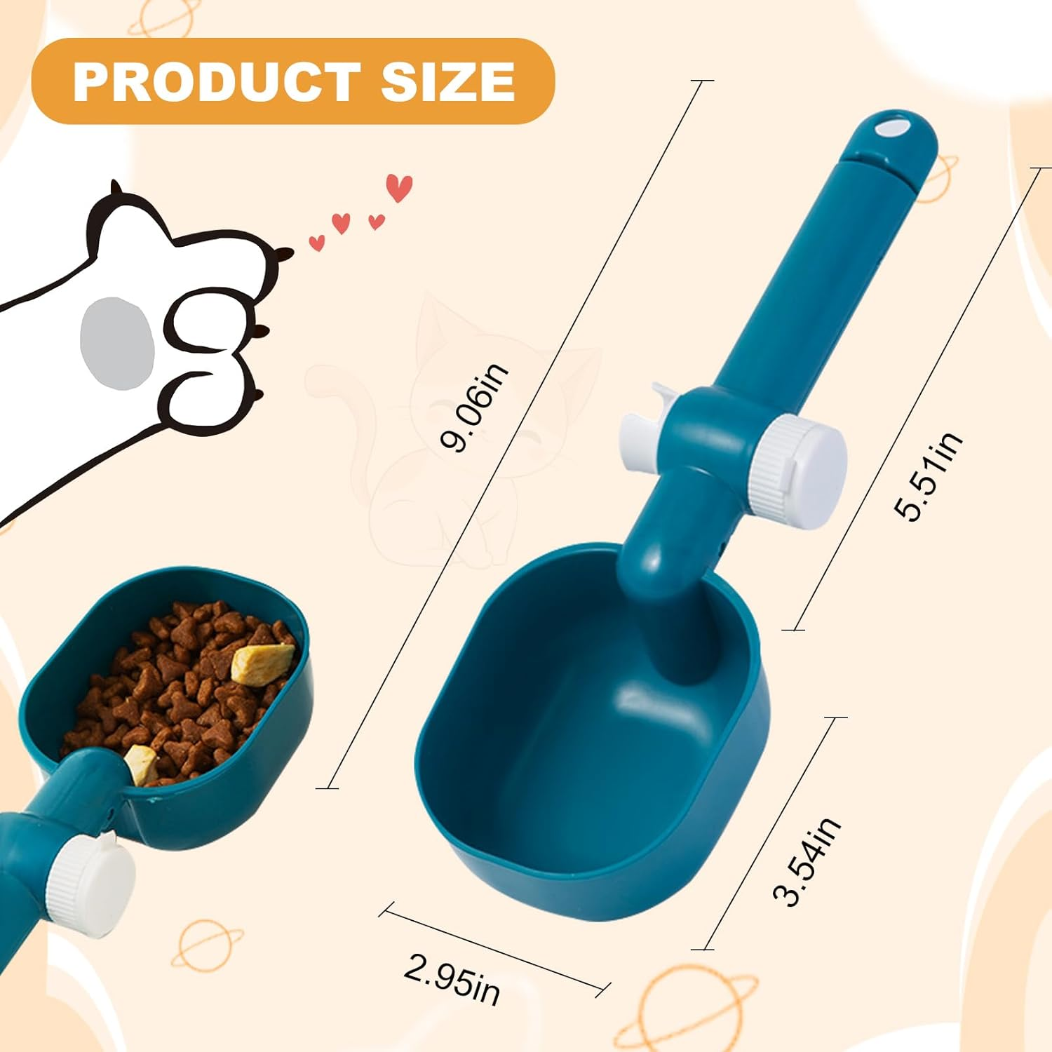 2 Pack Pet Food Scoop with Bag Sealing Clip, Dual-Use Design, Comfortable Grip, Kibble Scoop for Both Cat and Dog image number 3