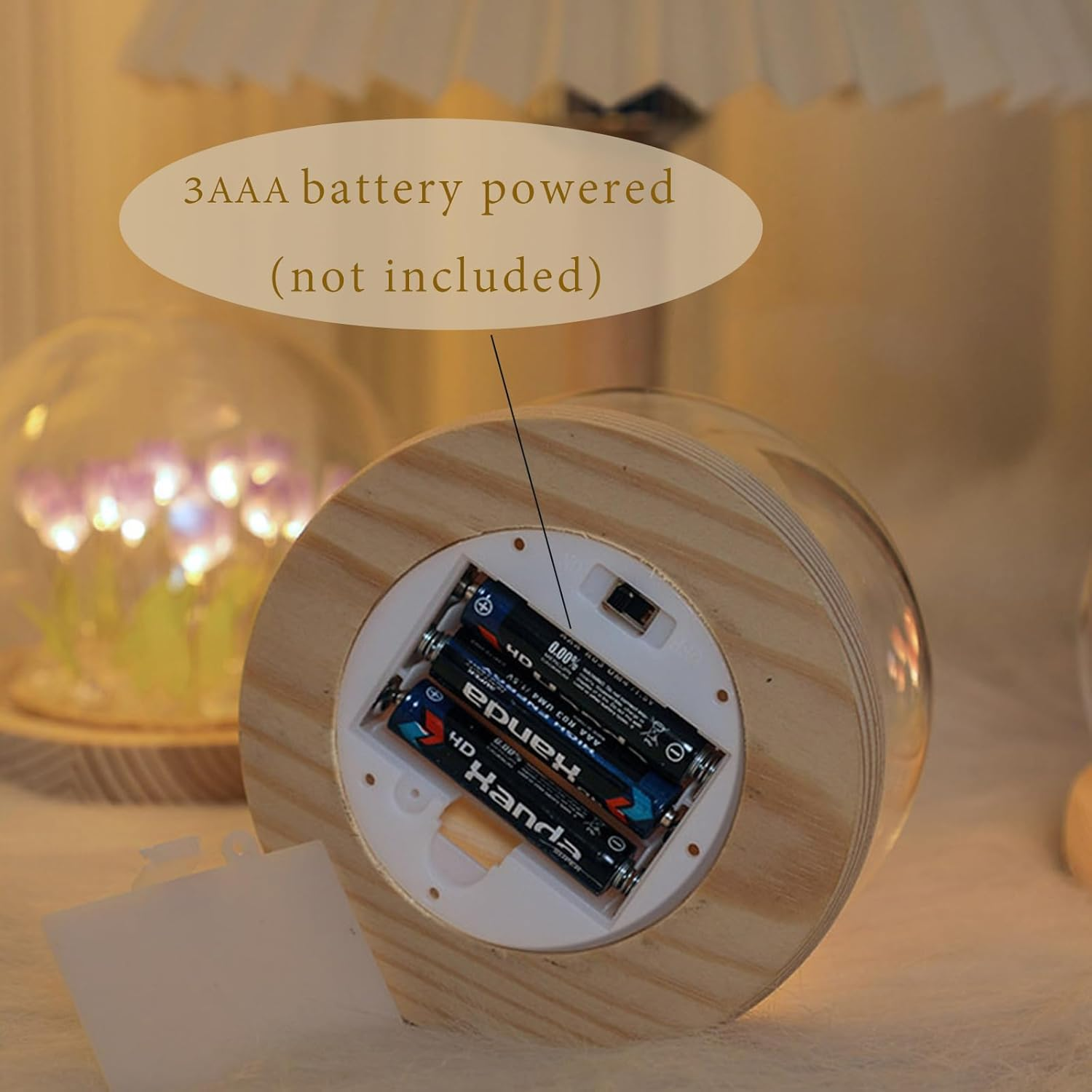 Richaa Pretty Tulips Lamps Flower Night Light Cute Bedroom Decor Gifts for Women - Battery Powered (Not Included) image number 4