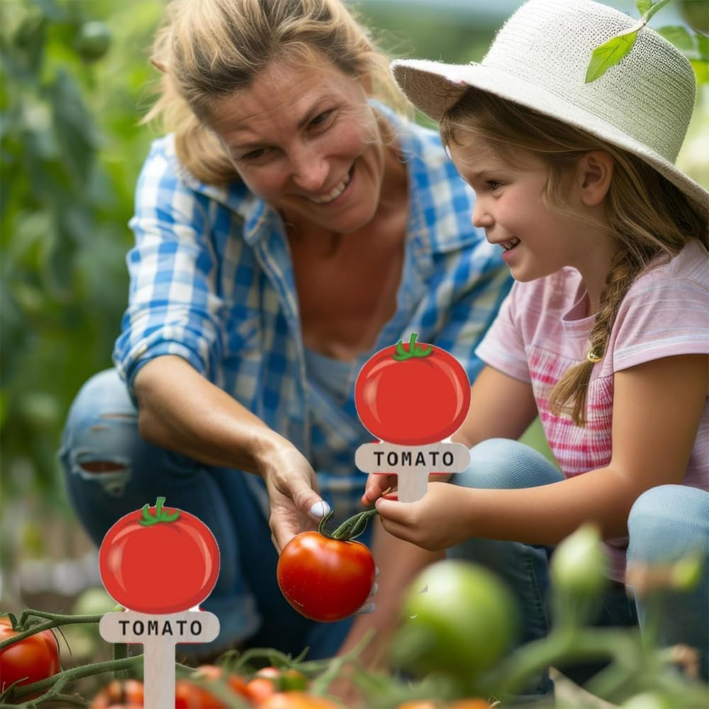 22 Pack Boxwood Garden Plant Labels - Wooden Veggie Tags, Cartoon Gnome Style, Indoor/Outdoor, Wooden Garden Markers for Pots & Plants image number 1