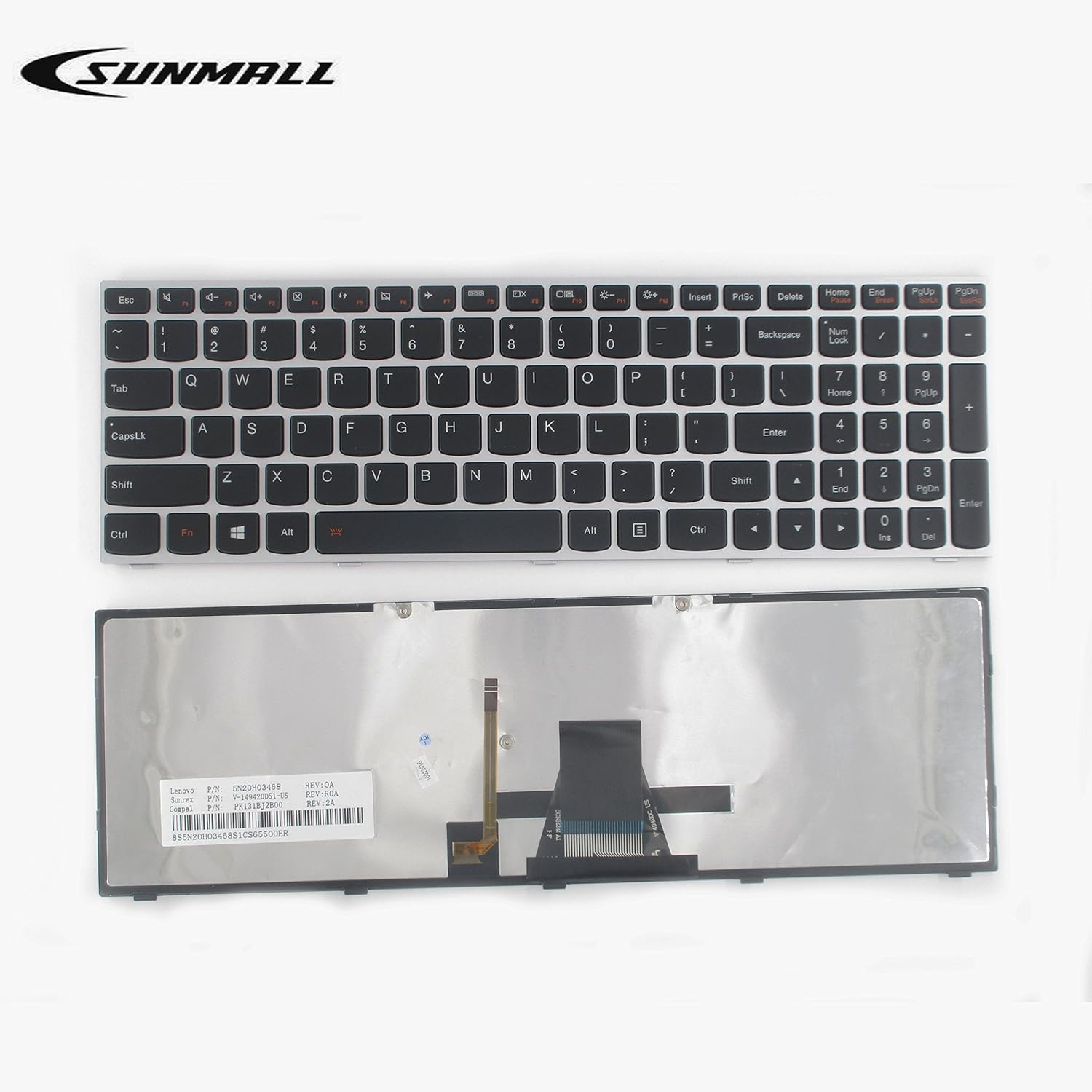 SUNMALL Laptop Keyboard Replacement with Backlight Compatible with Lenovo Ideapad Flex 2 15 B50 B50-30 B50-45 B50-70 B50-80 B51-80 G50 G50-30 G50-45 G50-70 US Layout image number 4