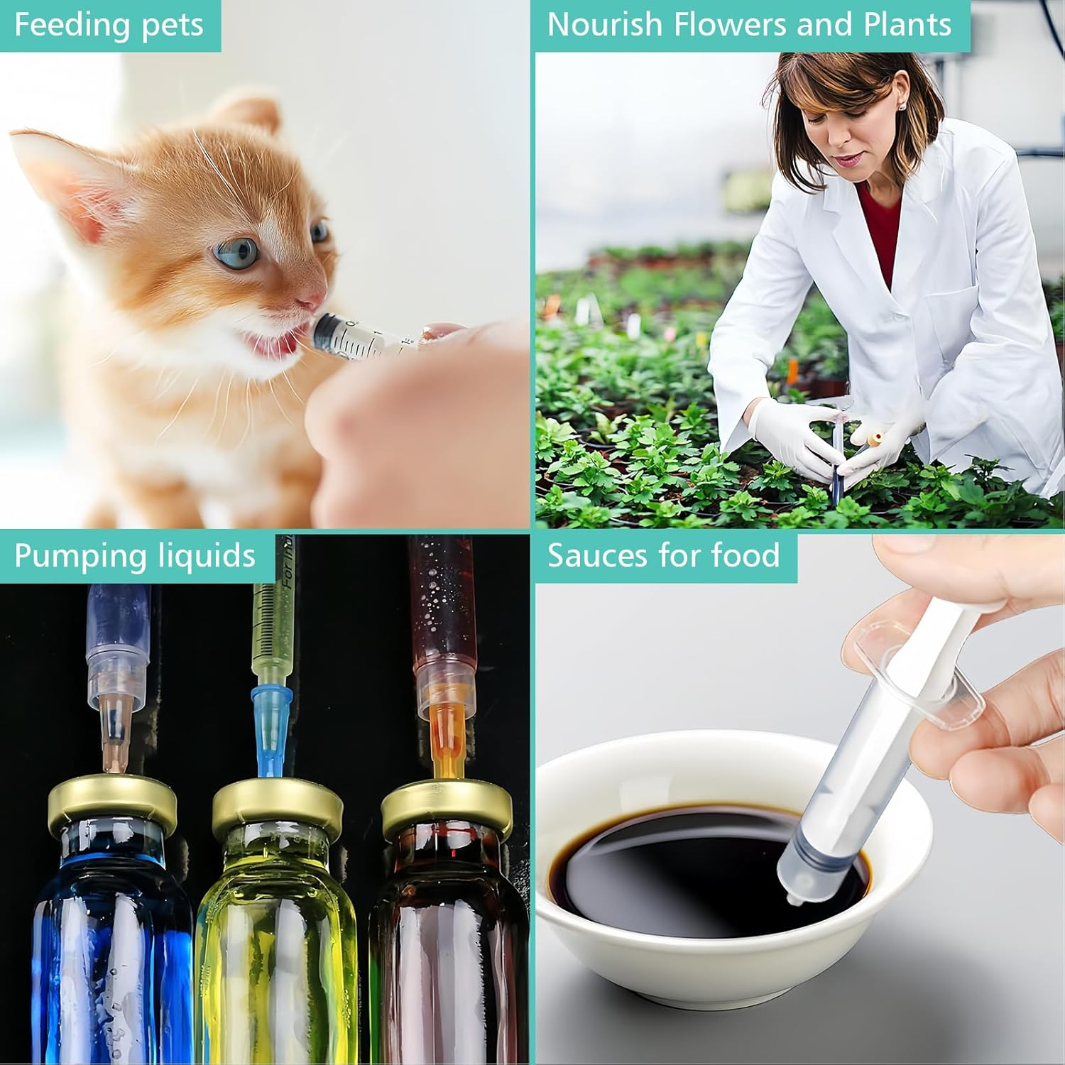 2Pack 100ML Large Syringe Plastic Syringe with Tubing Reusable Measuring