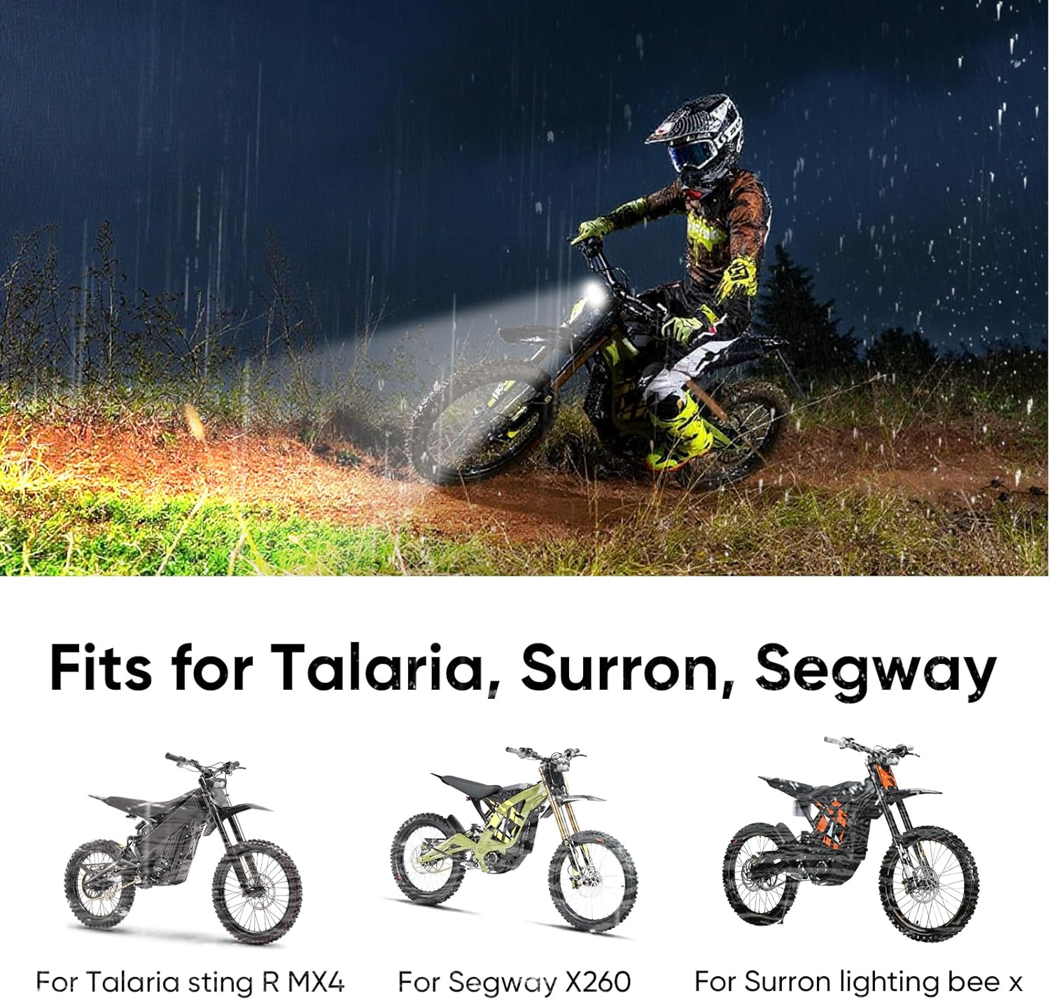 Dirt Bike Headlight Kit Compatible with Surron, Talaria Sting R MX4, Segway X260, 20W 6000-6500K LED Light Bar Accessories with Harness Adapter, Blue Light Switch & Mounting Bracket Parts image number 4